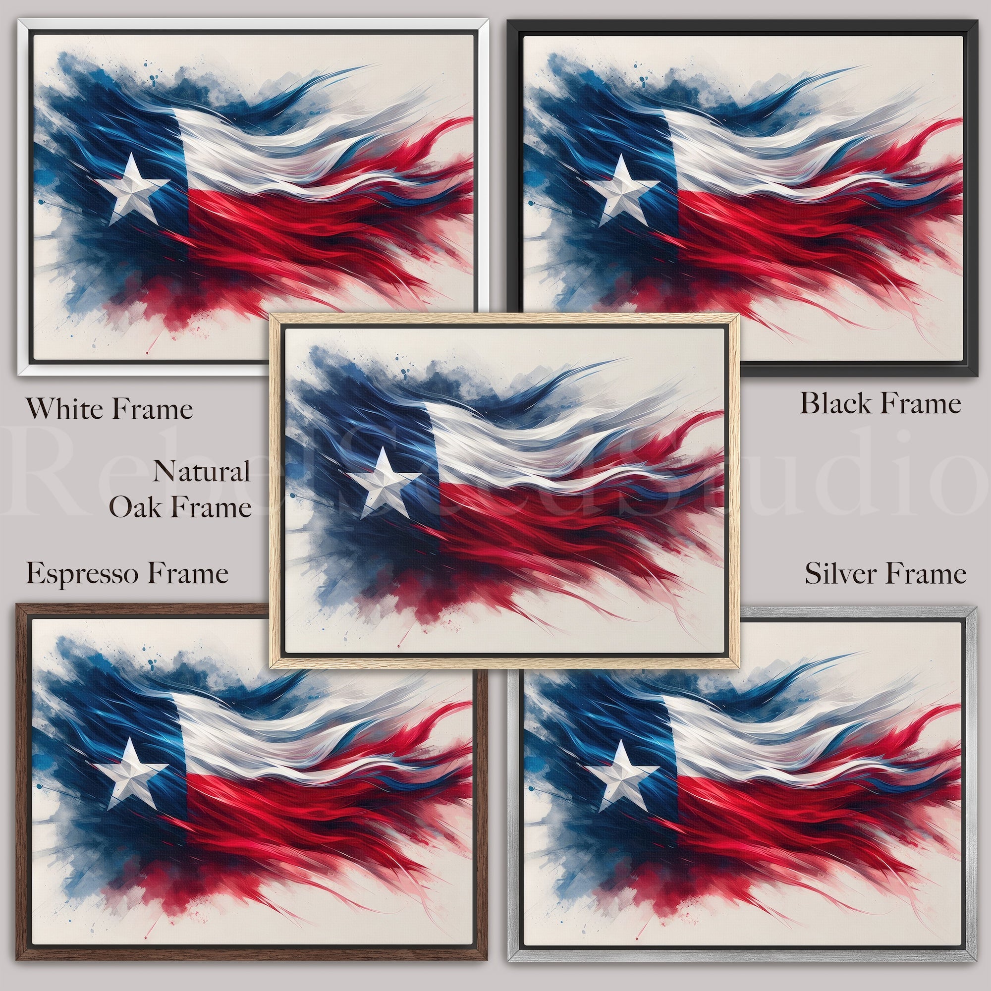 Texas Lone Star Flag: Patriotic Western Watercolor Wall Decor (Ready-to-Hang Canvas or Ready-to-Frame Fine Art Poster Print)