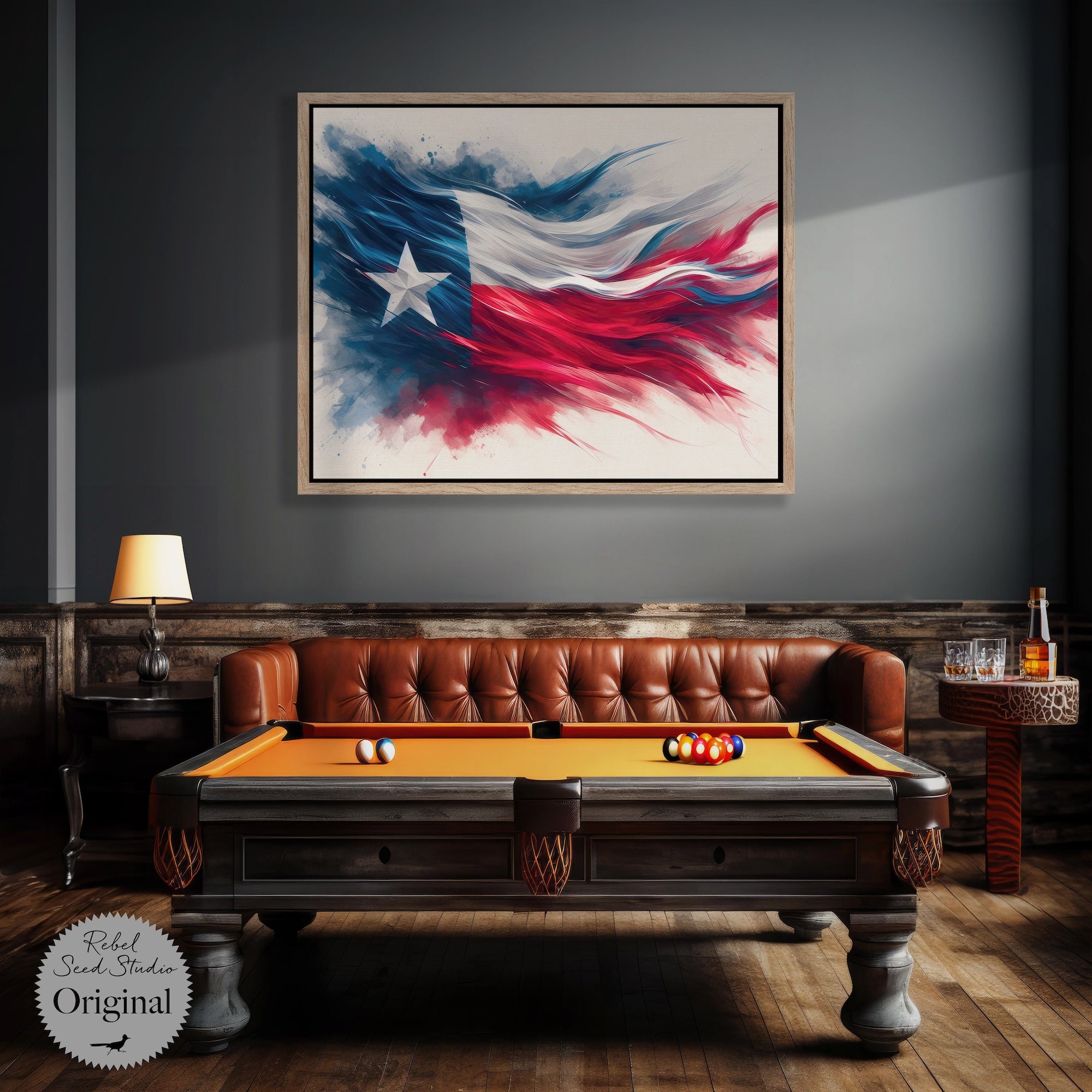 Texas Lone Star Flag: Patriotic Western Watercolor Wall Decor (Ready-to-Hang Canvas or Ready-to-Frame Fine Art Poster Print)