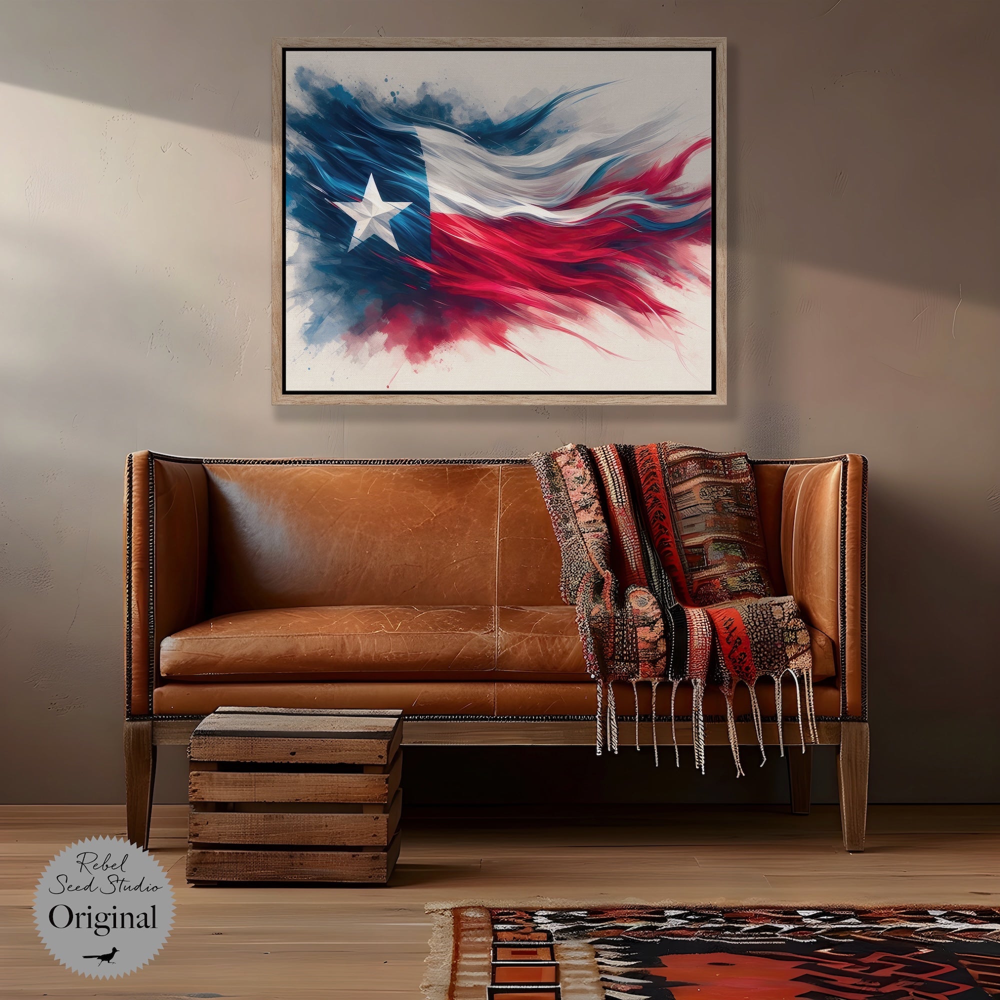 Texas Lone Star Flag Watercolor | Western Style (Art Print)