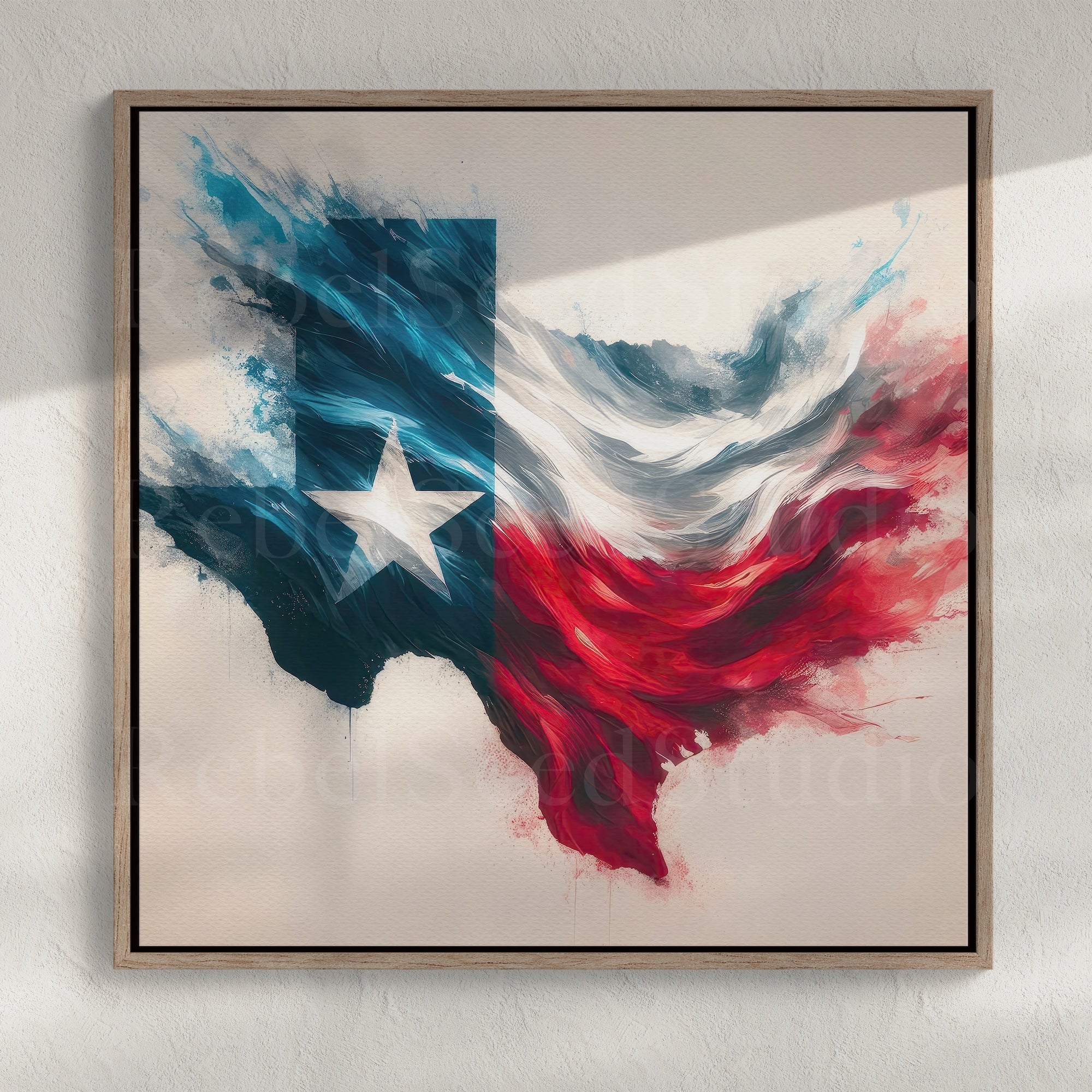 Texas Lone Star State Flag: Patriotic Western Watercolor Wall Decor (Ready-to-Hang Canvas or Ready-to-Frame Fine Art Poster Print)