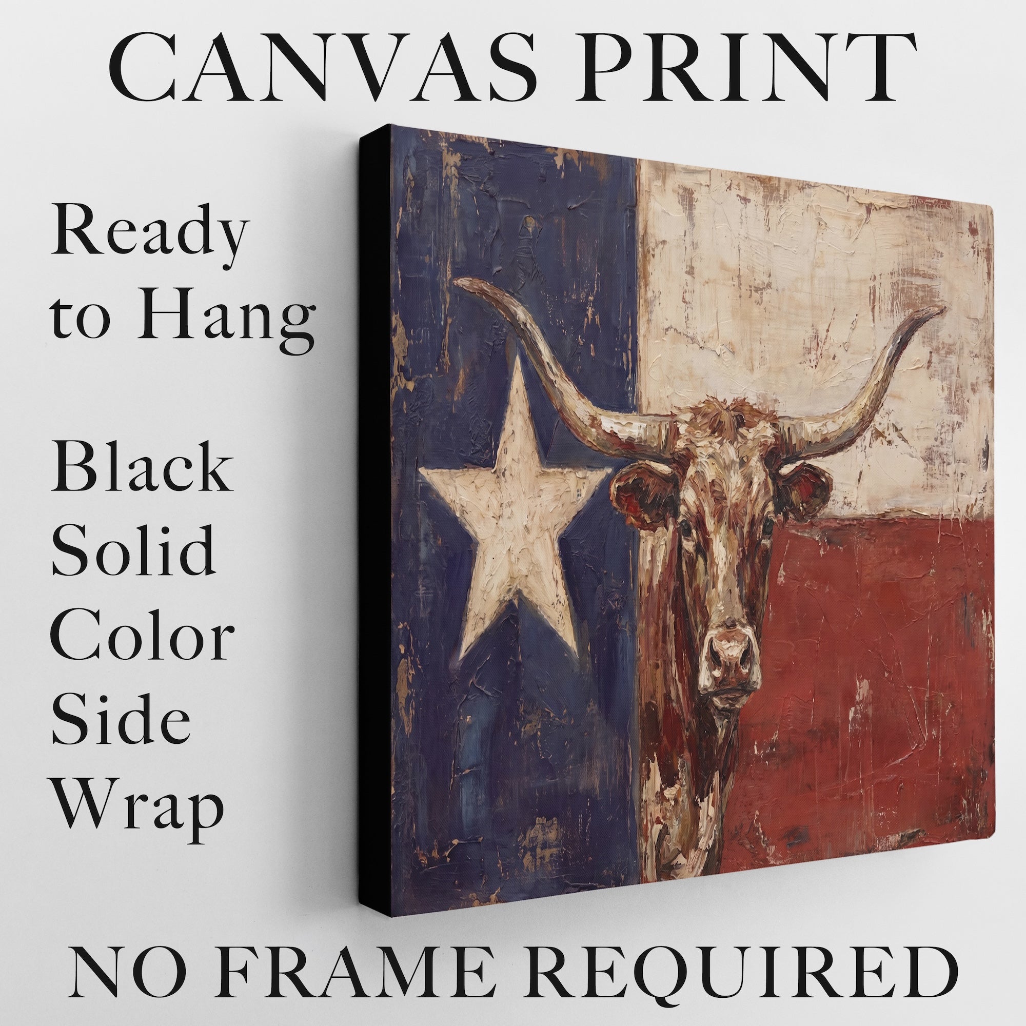 Texas Flag with Longhorn: Vintage Old West Lone Star State Art Print
