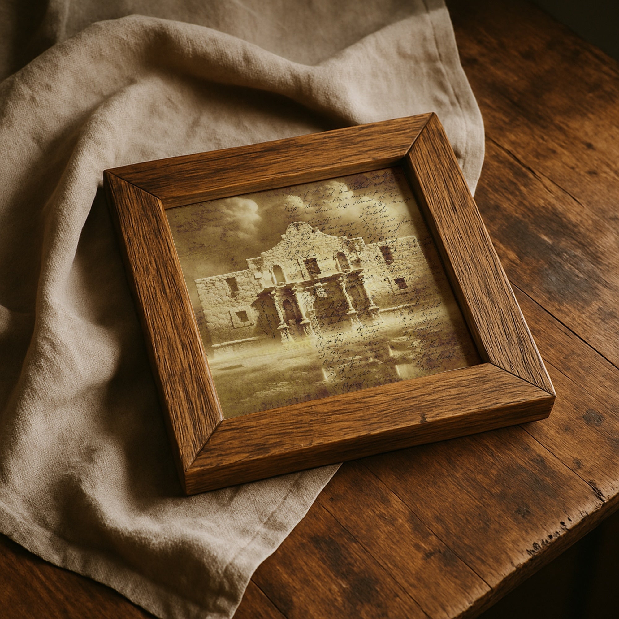 The Alamo with Muster Roll: Vintage Old West Texas Frontier Art Print