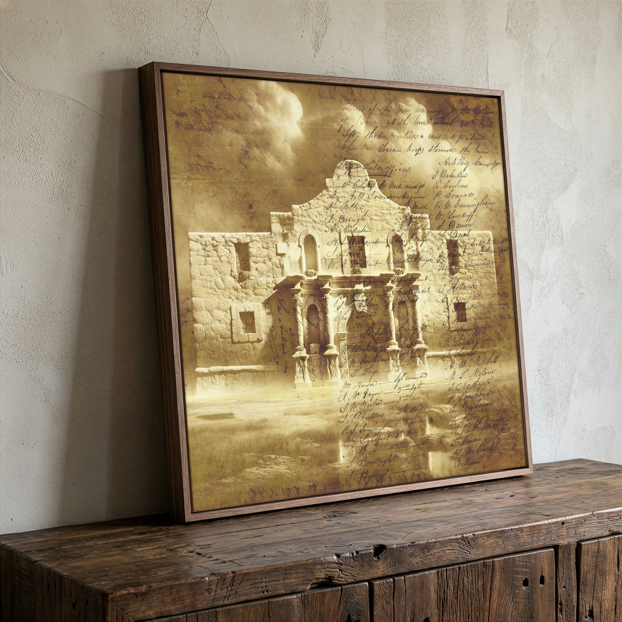 The Alamo with Muster Roll: Vintage Old West Texas Frontier Art Print