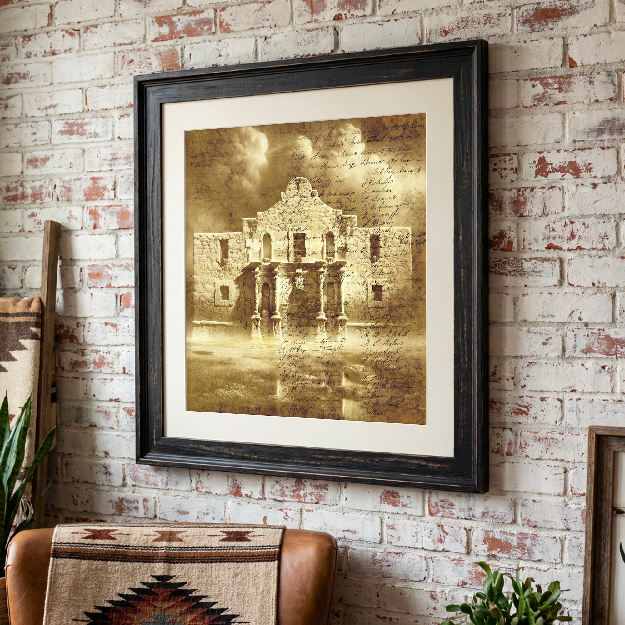 The Alamo with Muster Roll: Vintage Old West Texas Frontier Art Print