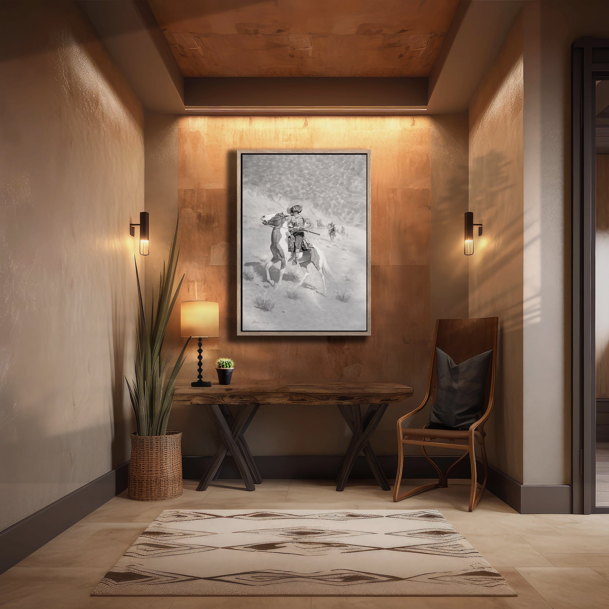 The Scout: Restored Kit Carson Inspired Frontiersman Painting by Frederic Remington (Ready-to-Hang Canvas or Ready-to-Frame Fine Art Poster Print)