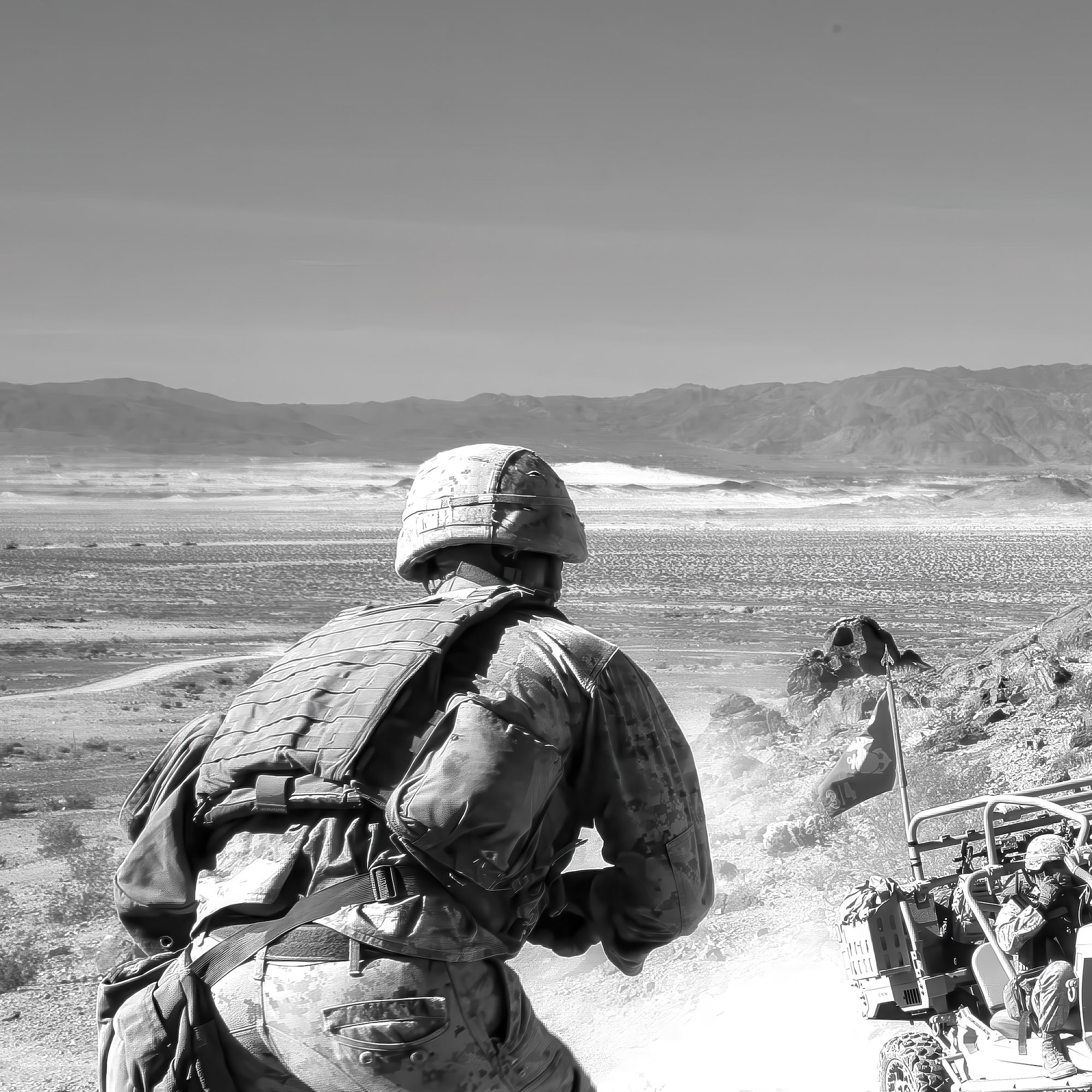 Thundering Third Marines at Range 400: Black & White Military Photography (Ready-to-Hang Canvas or Ready-to-Frame Fine Art Poster Print)