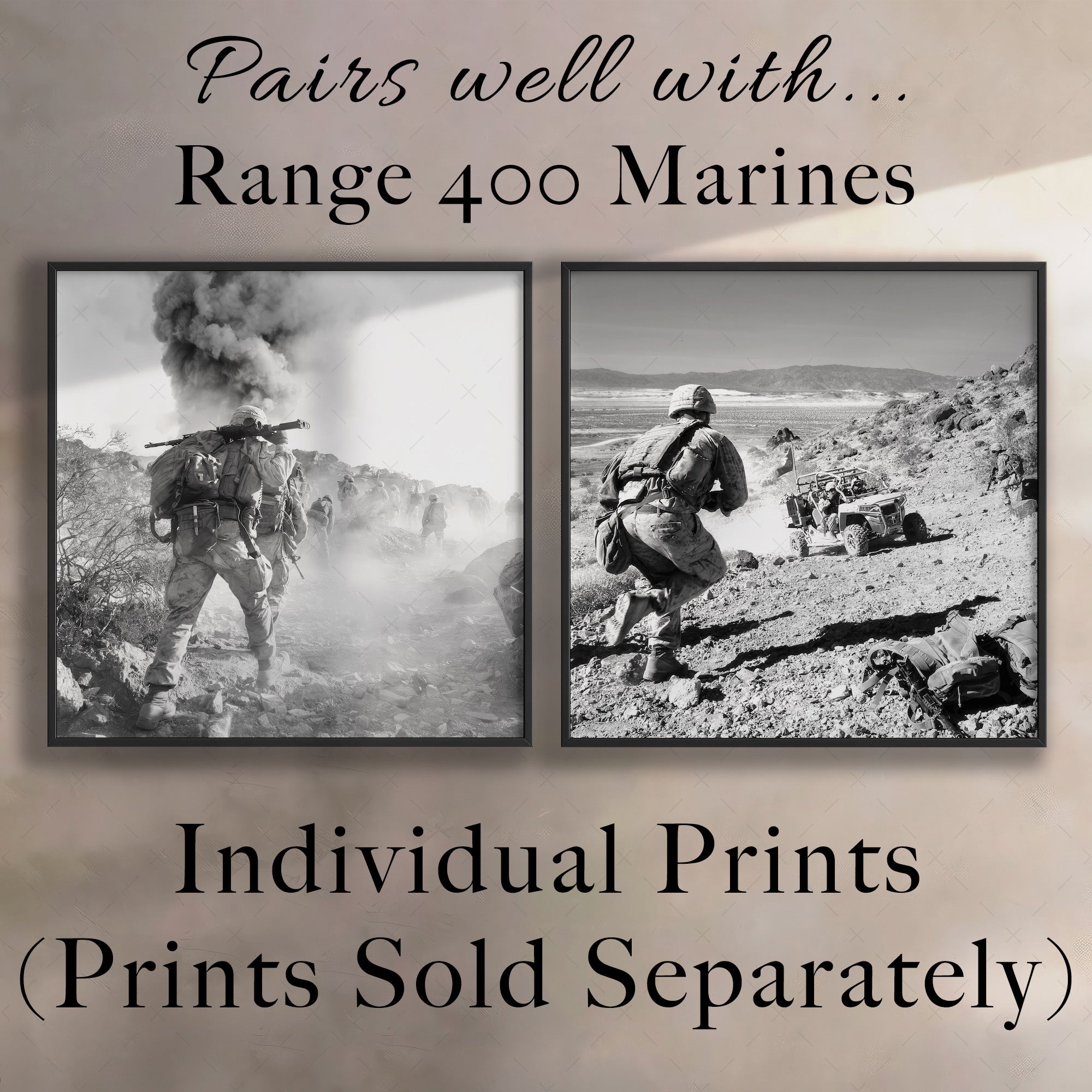 Thundering Third Marines at Range 400: Black & White Military Photograph (Art Print)