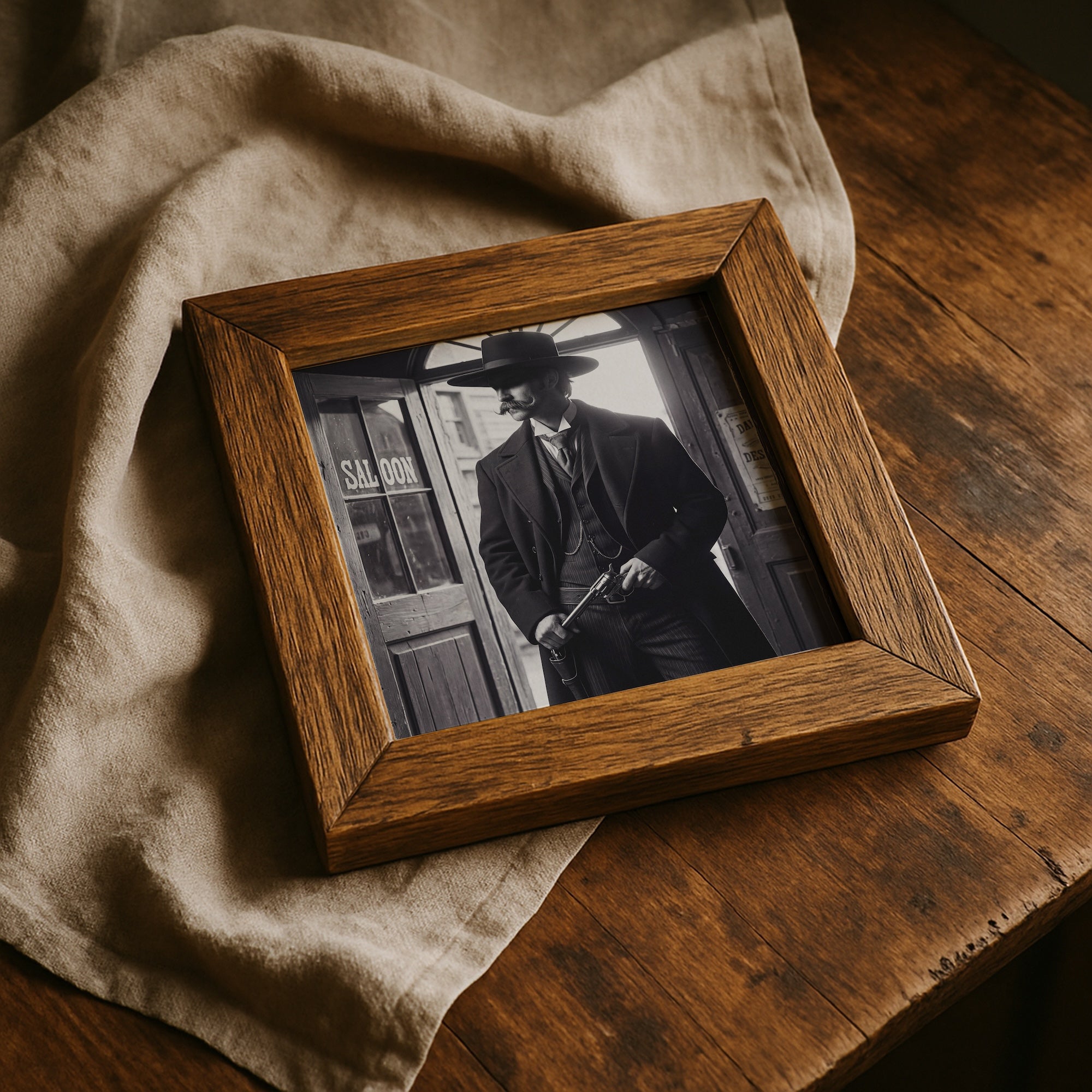 Tombstone Lawman: Doc Holliday & Wyatt Earp Inspired Vintage Old West Black & White Art Print