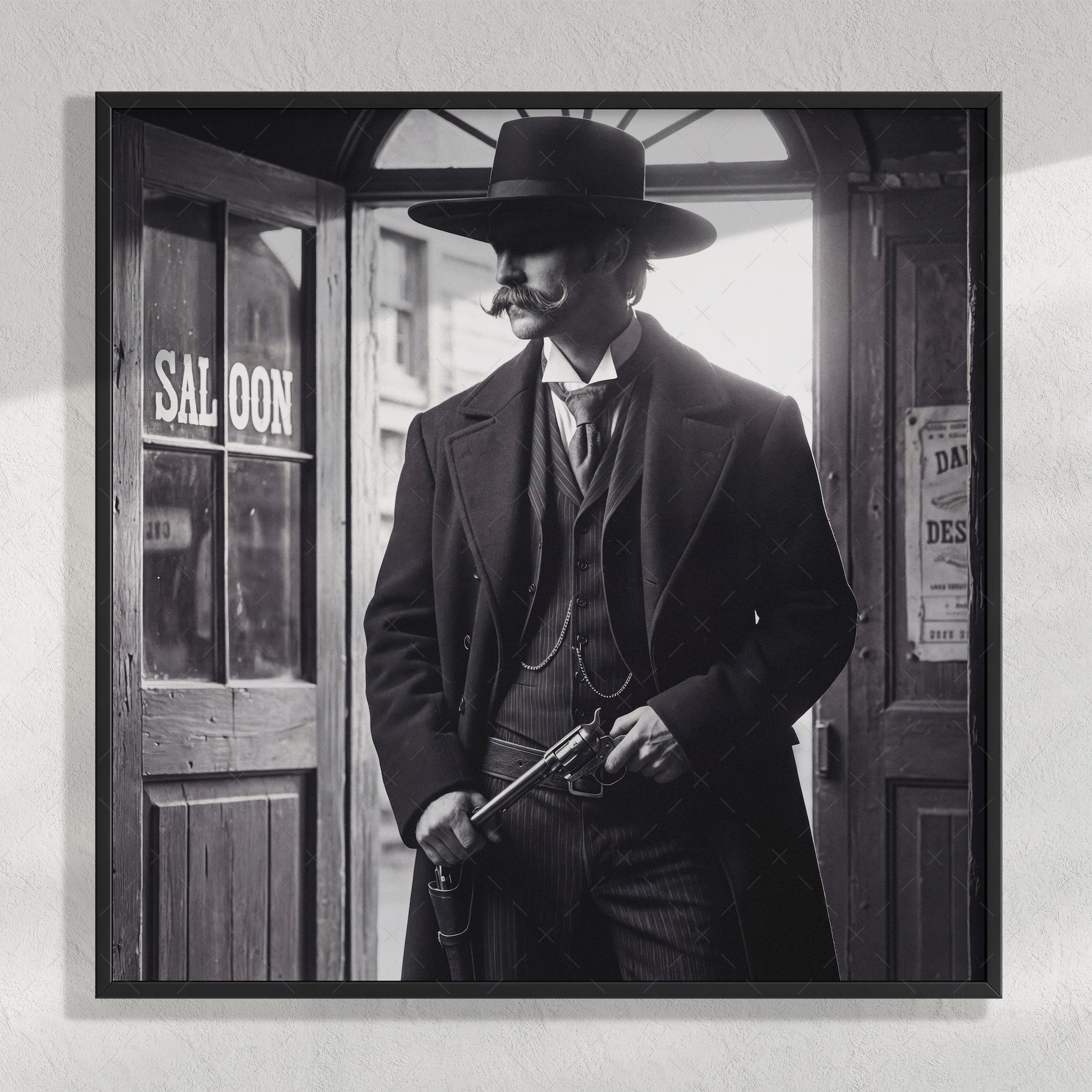 Tombstone Lawman: Doc Holliday & Wyatt Earp Inspired Vintage Old West Black & White Art Print