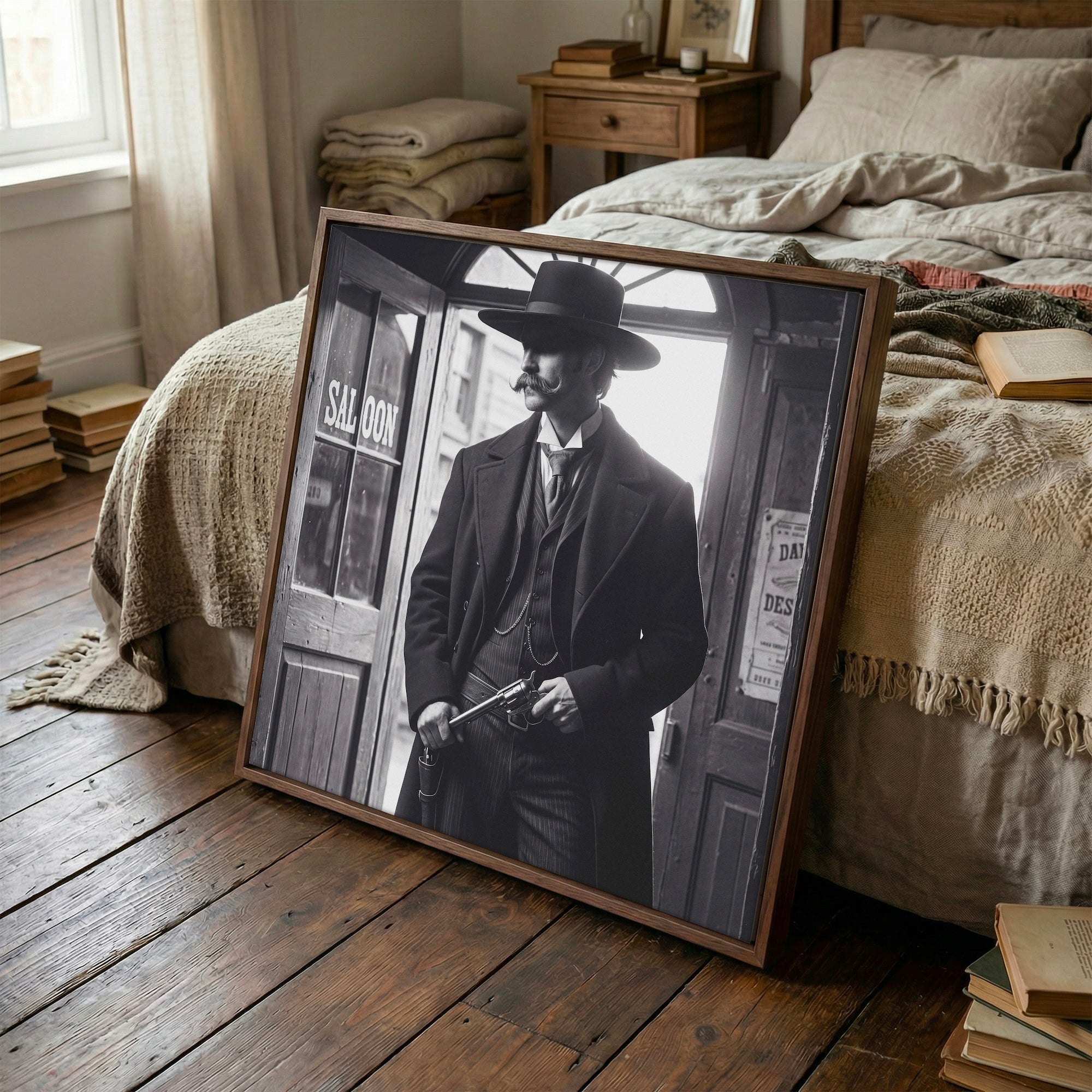 Tombstone Lawman: Doc Holliday & Wyatt Earp Inspired Vintage Old West Black & White Art Print