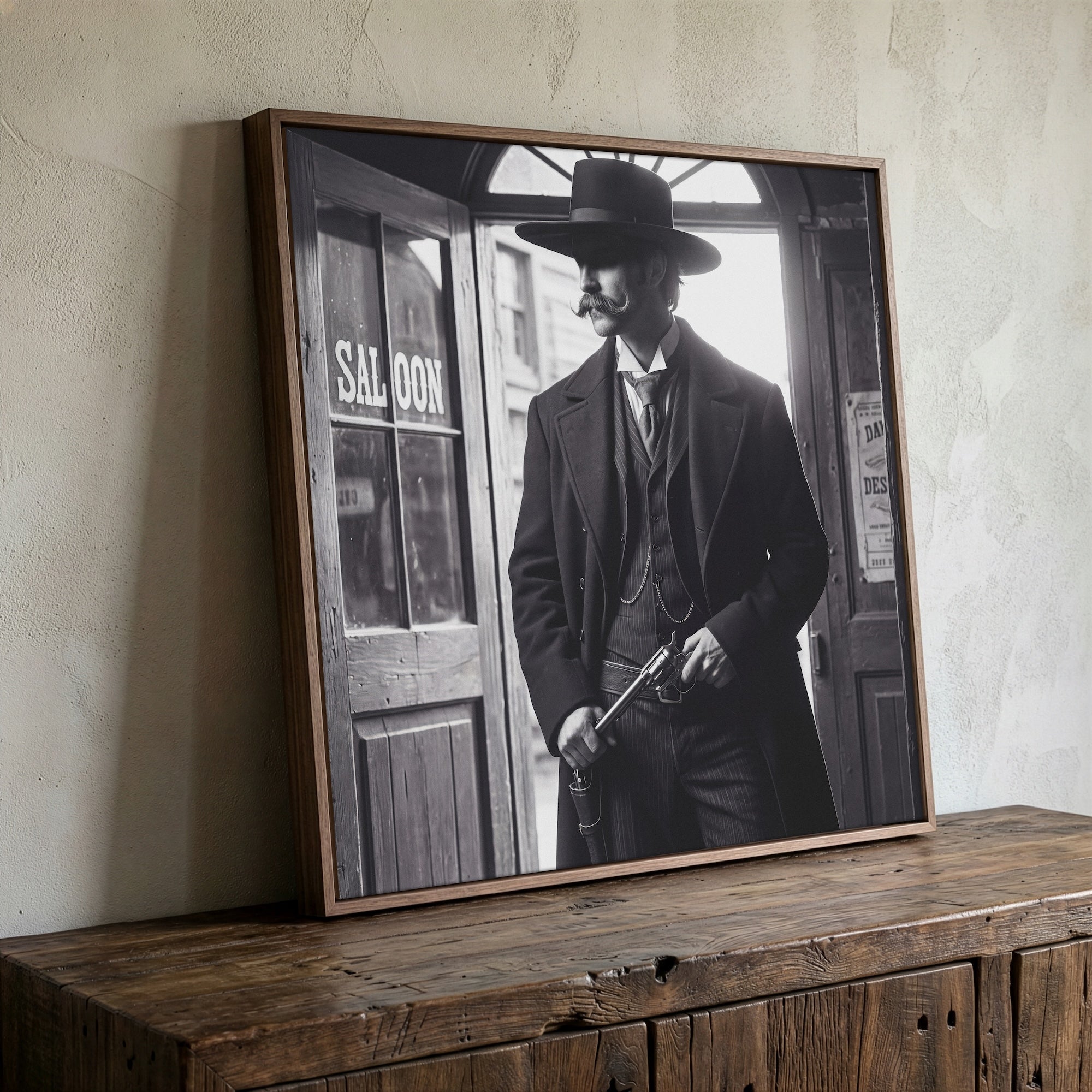 Tombstone Lawman: Doc Holliday & Wyatt Earp Inspired Vintage Old West Black & White Art Print