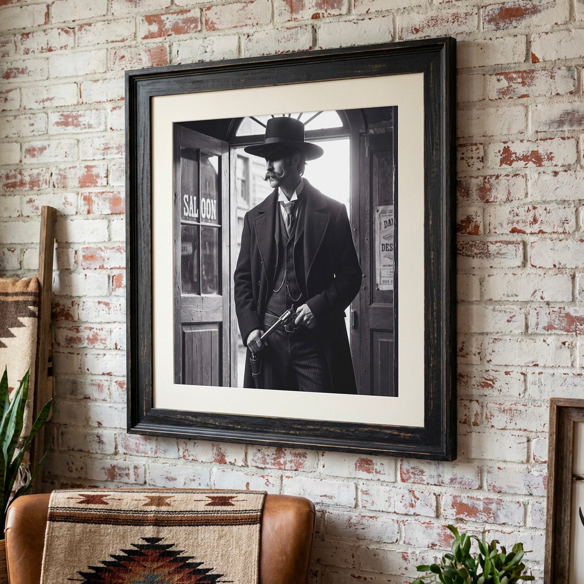 Tombstone Lawman: Doc Holliday & Wyatt Earp Inspired Vintage Old West Black & White Art Print