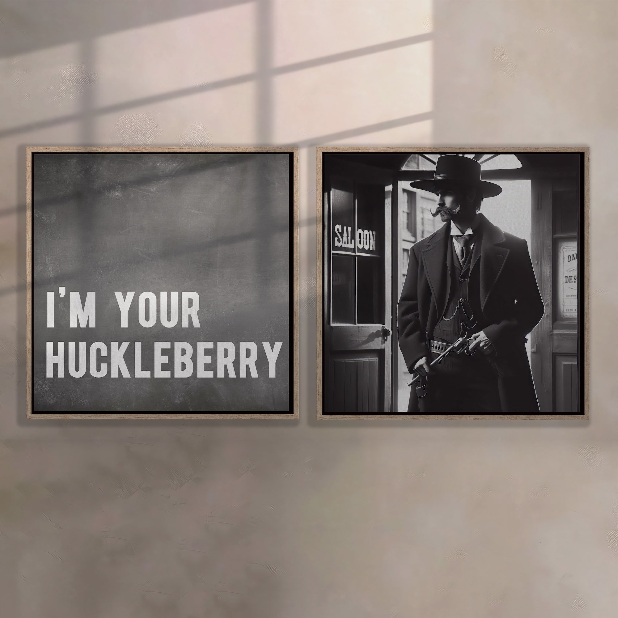 Tombstone Lawman & Movie Quote Bundle: I'm Your Huckleberry - Doc Holliday & Wyatt Earp Inspired Vintage Old West Wall Decor (Ready-to-Hang Canvas or Ready-to-Frame Fine Art Poster Print Set)