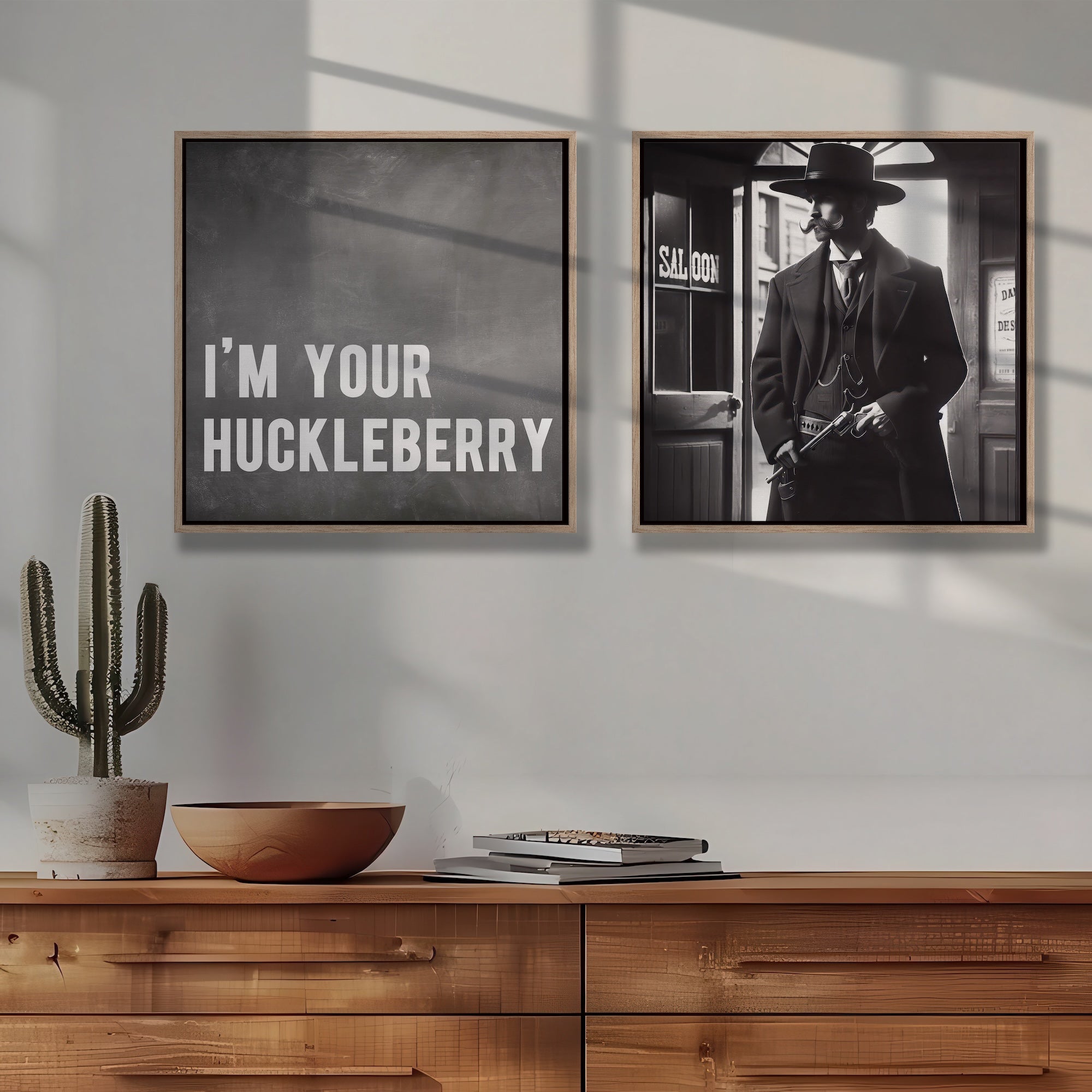 Tombstone Lawman & Movie Quote Bundle: I'm Your Huckleberry - Doc Holliday & Wyatt Earp Inspired Vintage Old West Wall Decor (Ready-to-Hang Canvas or Ready-to-Frame Fine Art Poster Print Set)