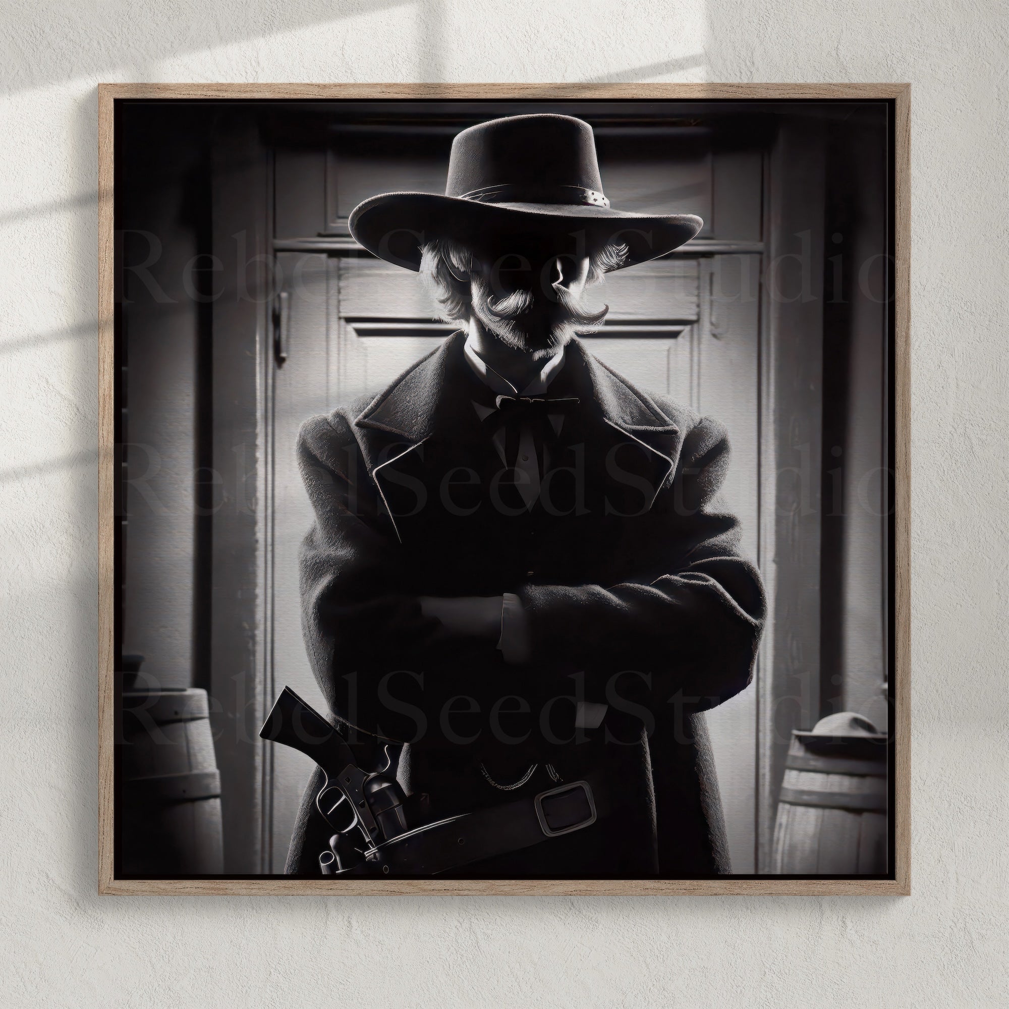 Tombstone Lawman II: Doc Holliday & Wyatt Earp Inspired Old West Black & White Wall Decor (Ready-to-Hang Canvas or Ready-to-Frame Fine Art Poster Print)