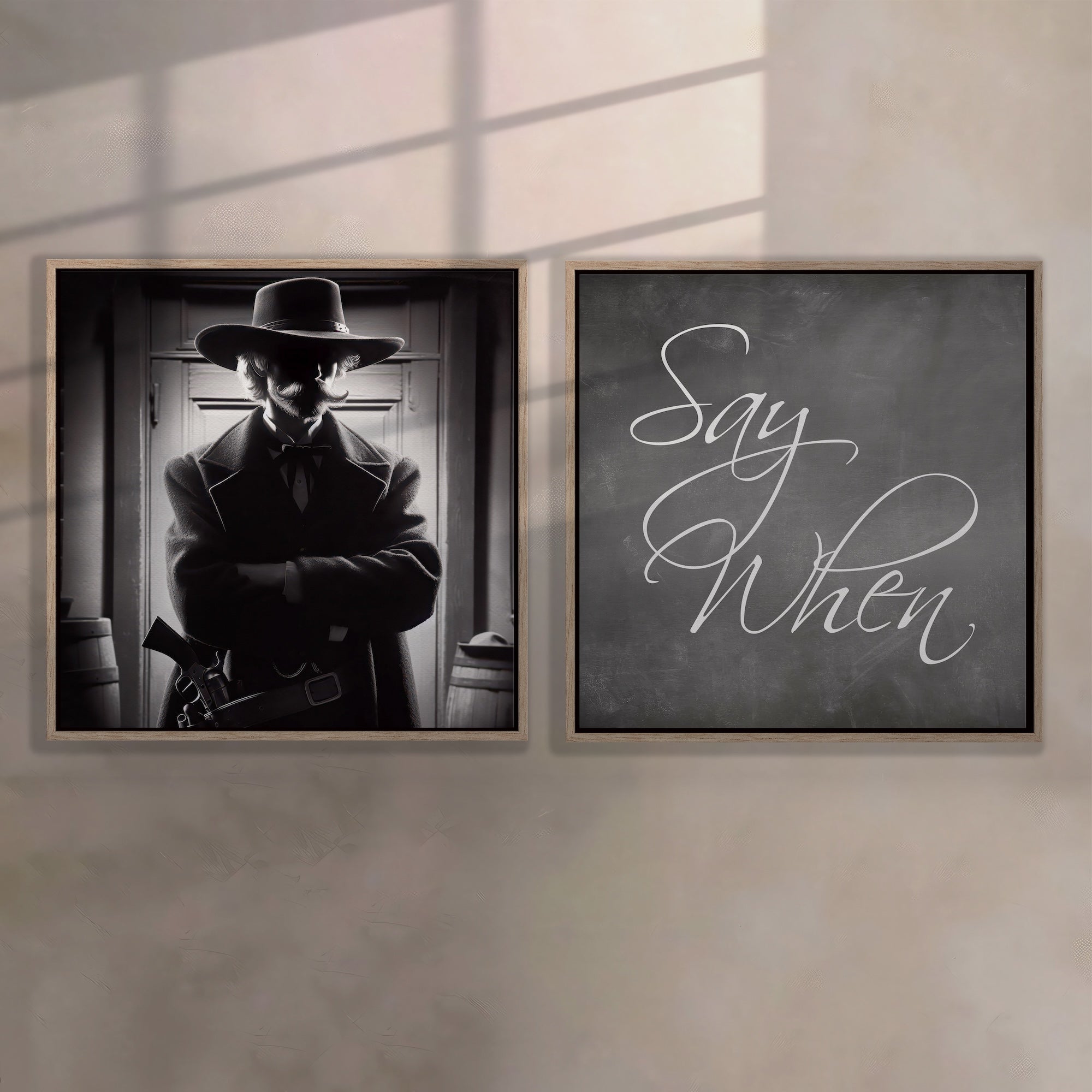 Tombstone Lawman II & Movie Quote Bundle: Say When - Doc Holliday & Wyatt Earp Inspired Old West Wall Decor (Ready-to-Hang Canvas or Ready-to-Frame Fine Art Poster Print Set)