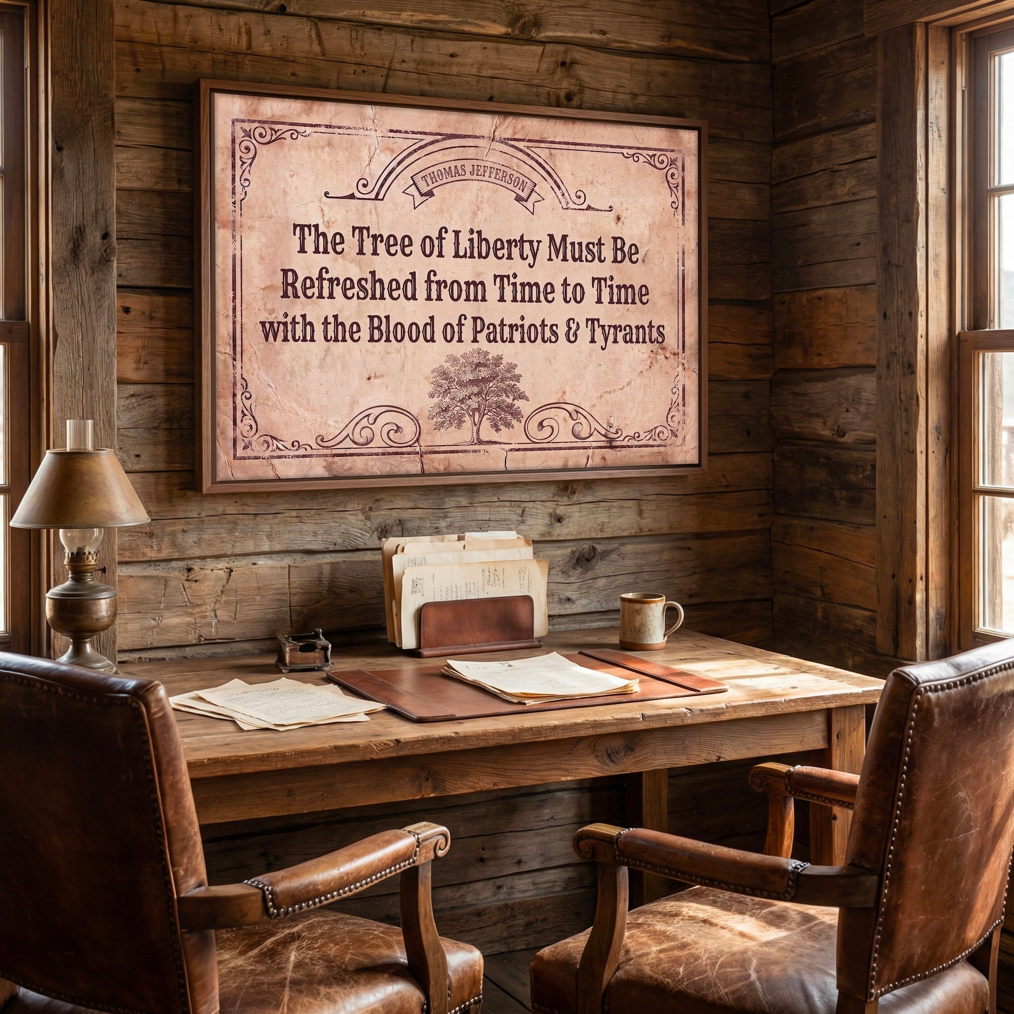 Thomas Jefferson Quote: The Tree of Liberty Must Be Refreshed From Time to Time with the Blood of Patriots & Tyrants - Vintage Old West Art Print