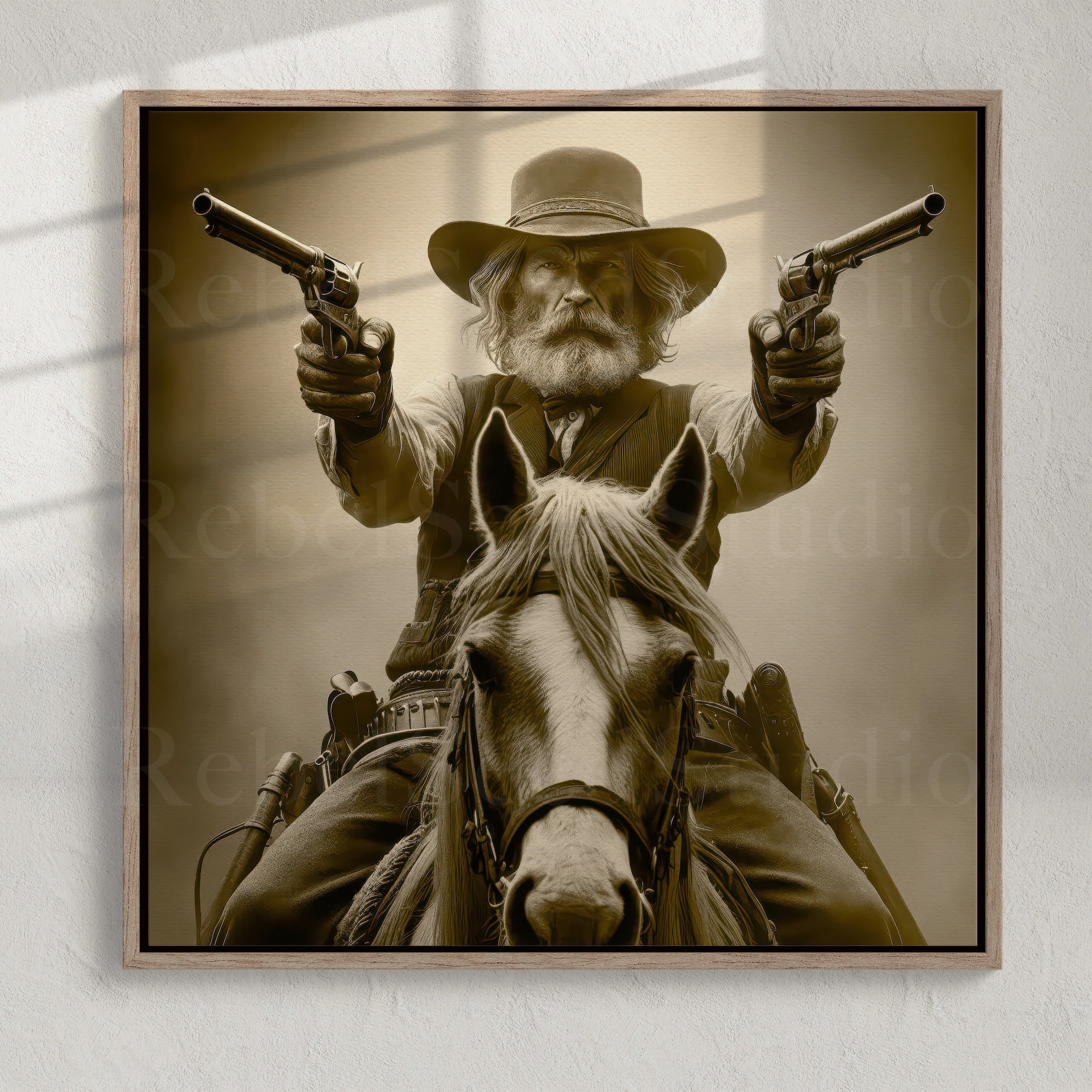 True Grit Gunslinger: Vintage Style Old West Outlaw Sepia Tone Photograph (Ready-to-Hang Canvas or Ready-to-Frame Fine Art Poster Print)