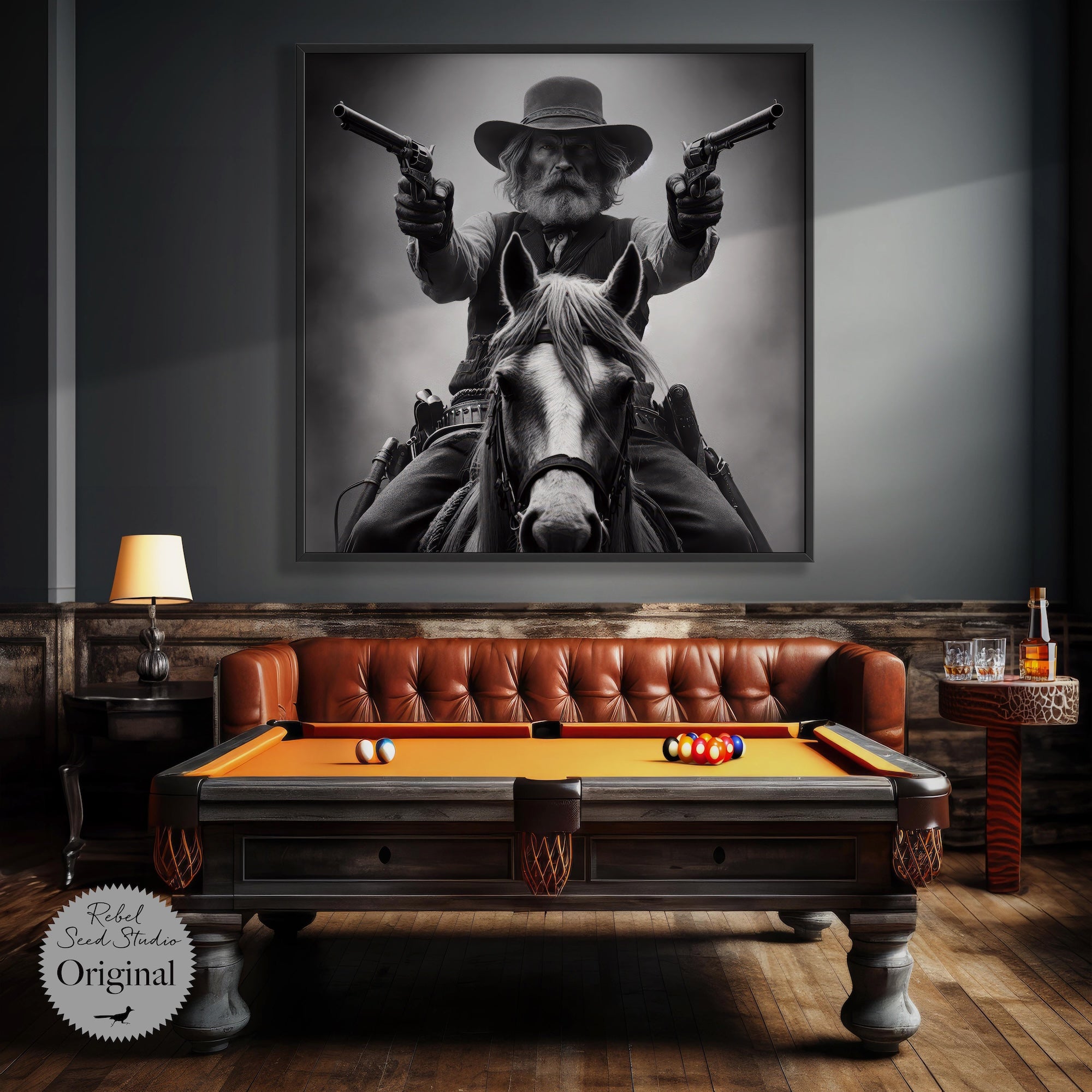 True Grit Gunslinger: Vintage Style Old West Outlaw Black & White Photograph (Ready-to-Hang Canvas or Ready-to-Frame Fine Art Poster Print)