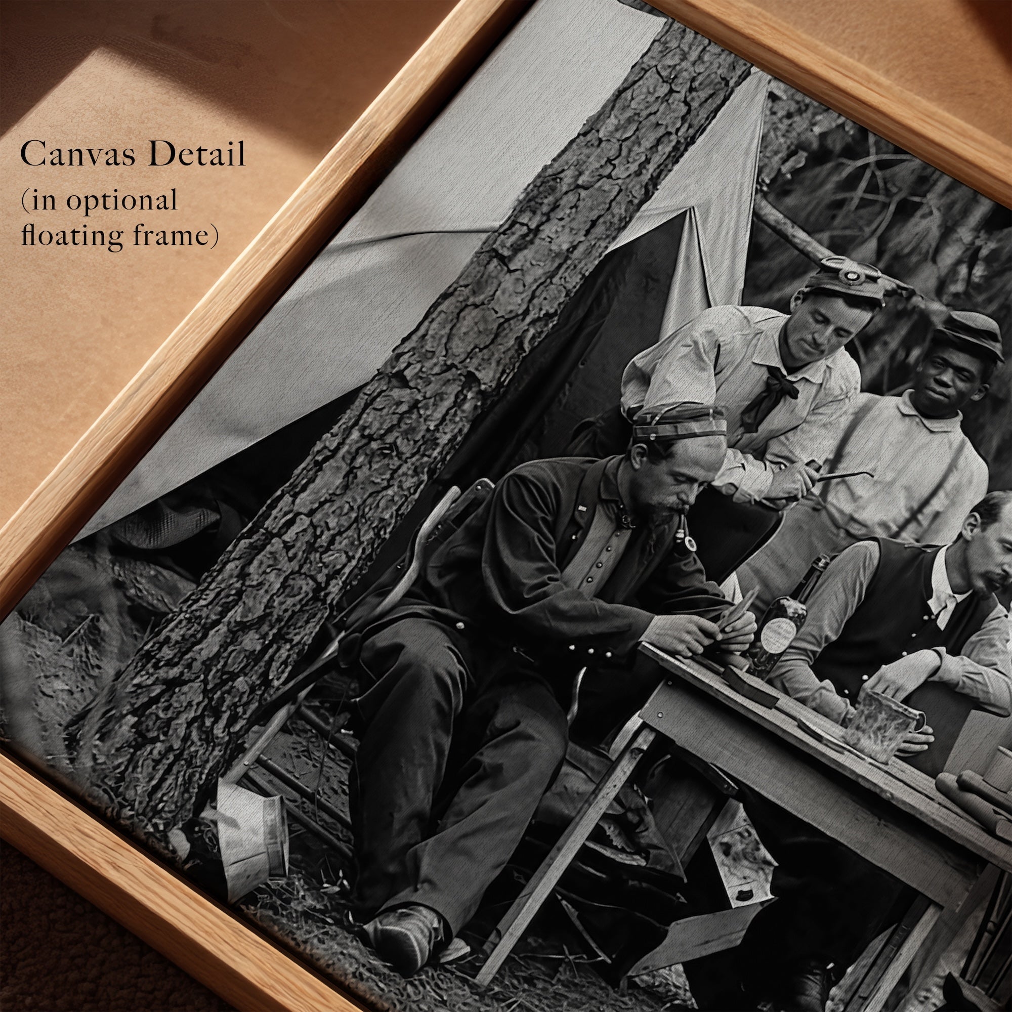 Union Officers Playing Cards: Civil War Soldiers - Vintage Black & White Photograph (Art Print)