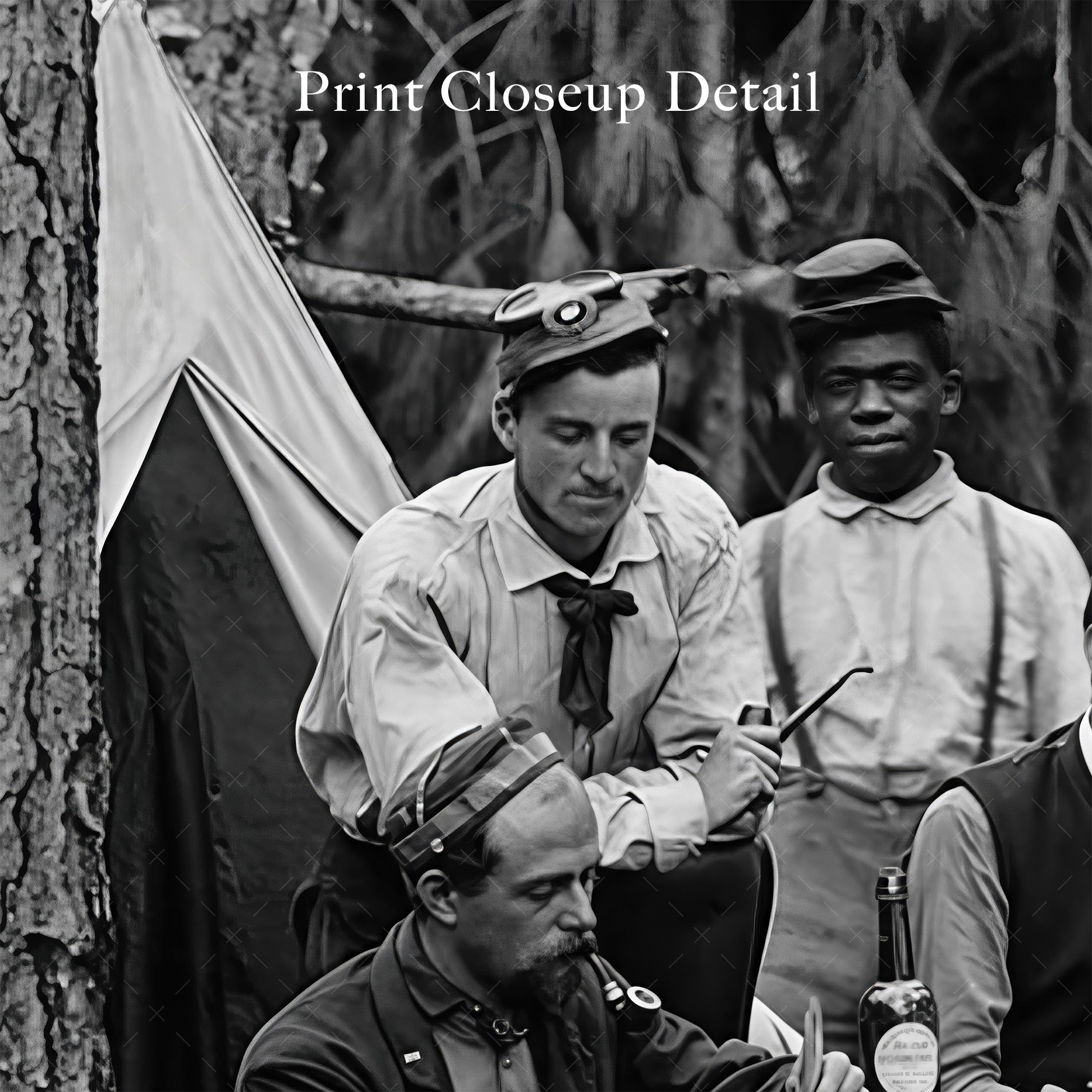 Union Officers Playing Cards: Civil War Soldiers - Vintage Black & White Photograph (Art Print)