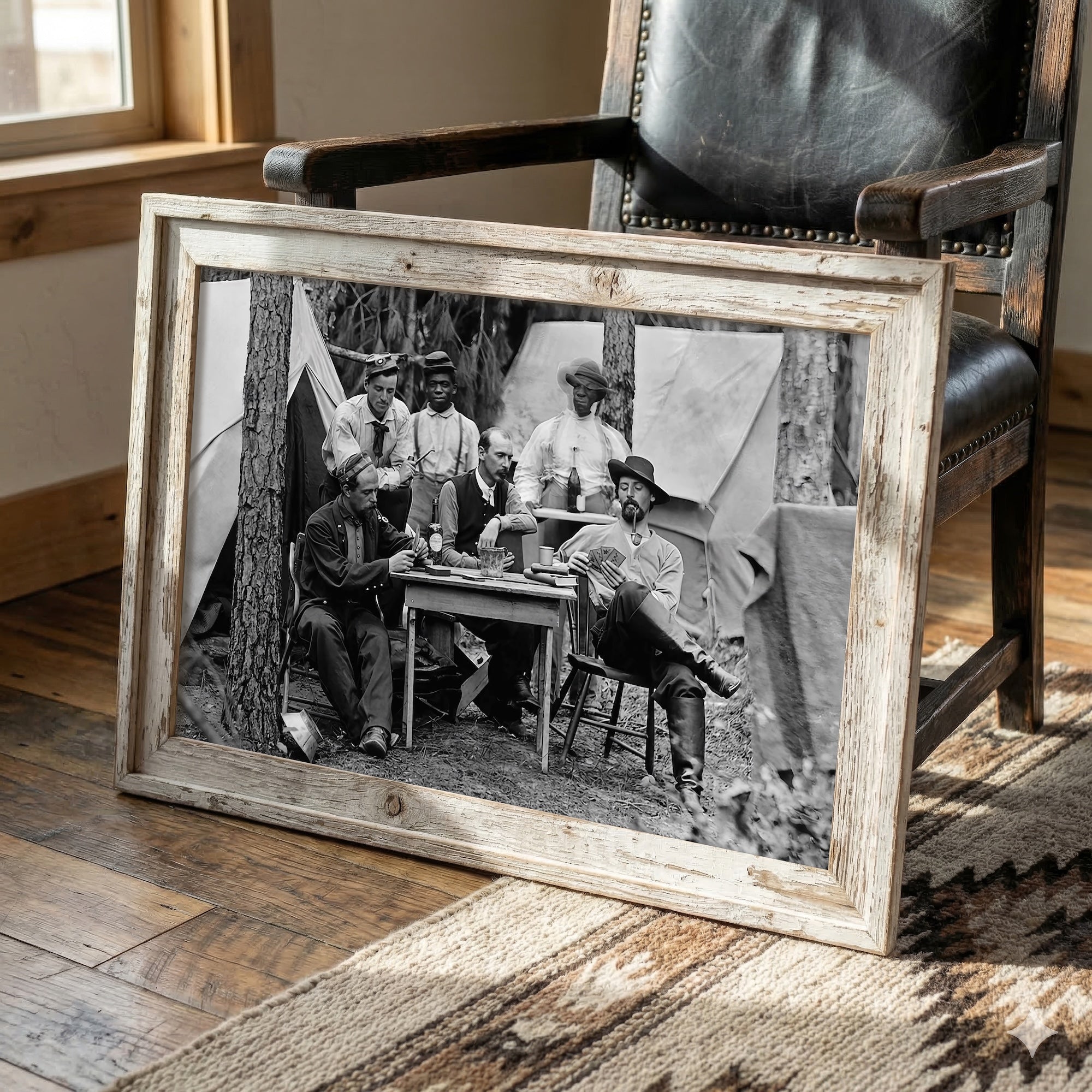 Union Officers Playing Cards: Civil War Soldiers - Vintage Black & White Photo Art Print
