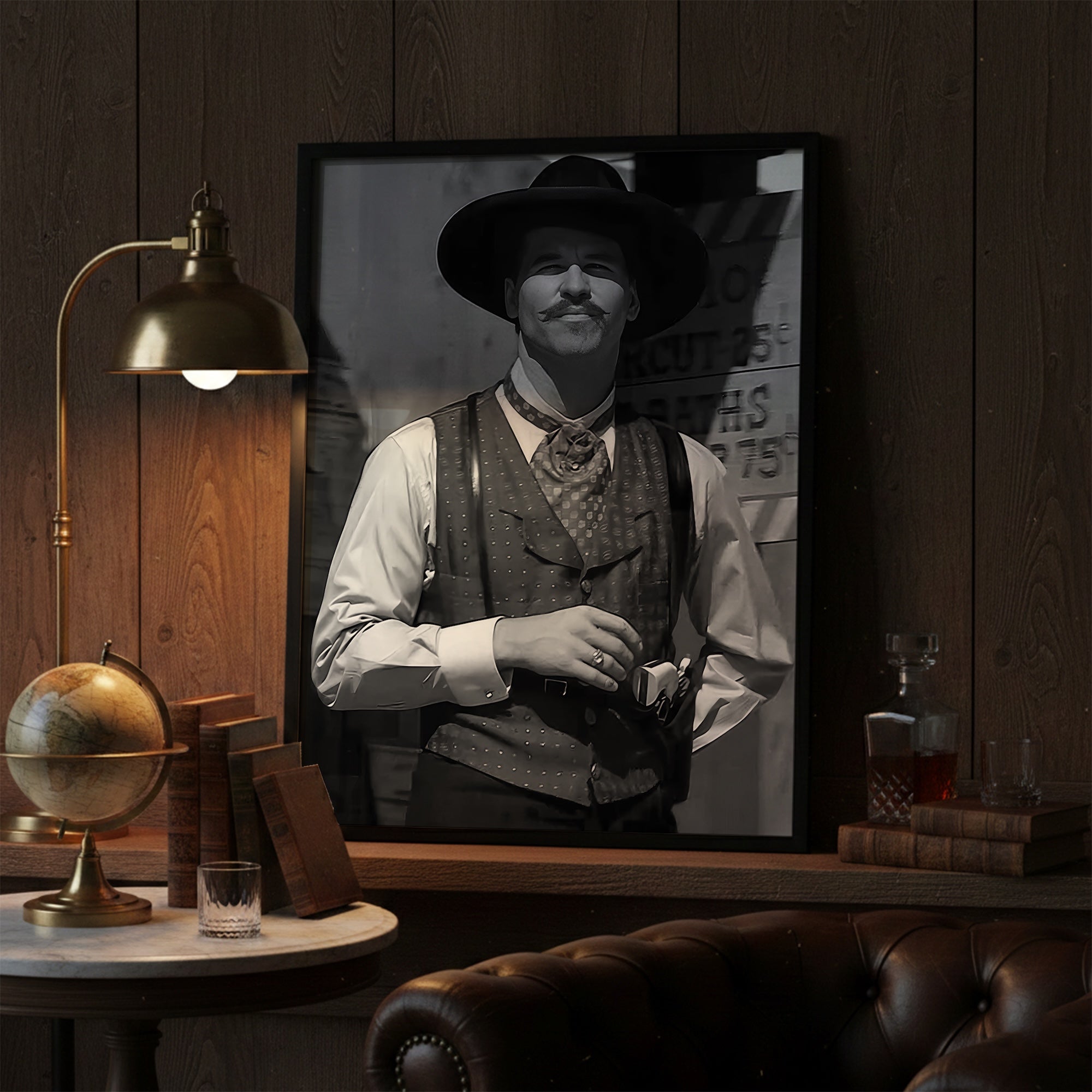 Val Kilmer as Doc Holliday in Tombstone Movie: Black & White Photograph (Art Print)