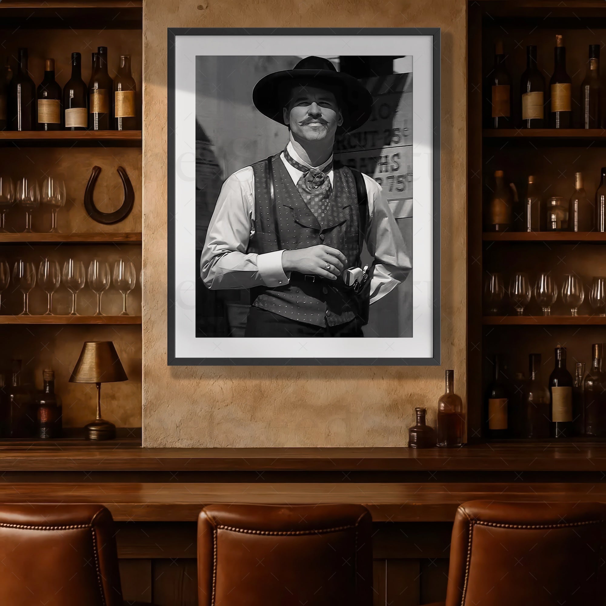 Val Kilmer as Doc Holliday in Tombstone Movie Publicity Still: Black & White Photograph (Art Print)