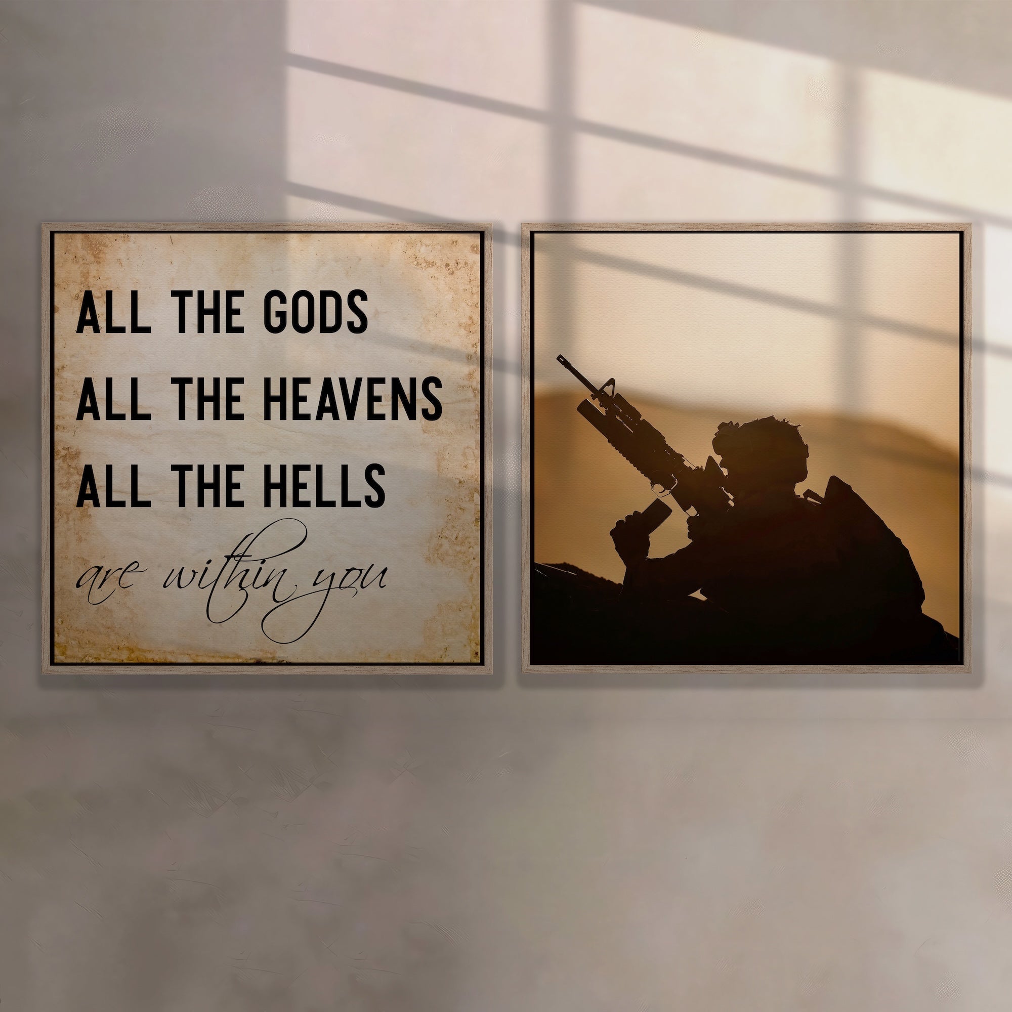 Warfighter & 13 Hours Benghazi Movie Quote Bundle: All the Gods, All the Heavens, All the Hells Are Within You (Ready-to-Hang Canvas or Ready-to-Frame Fine Art Poster Print Set)