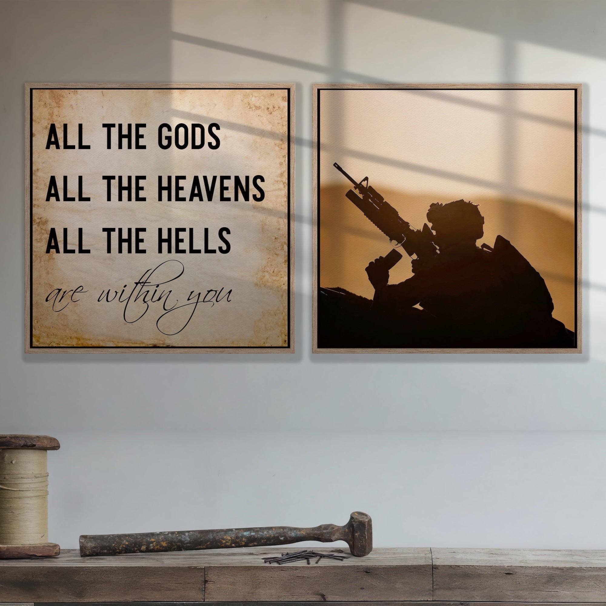 Warfighter & 13 Hours Benghazi Movie Quote Bundle: All the Gods, All the Heavens, All the Hells Are Within You (Ready-to-Hang Canvas or Ready-to-Frame Fine Art Poster Print Set)