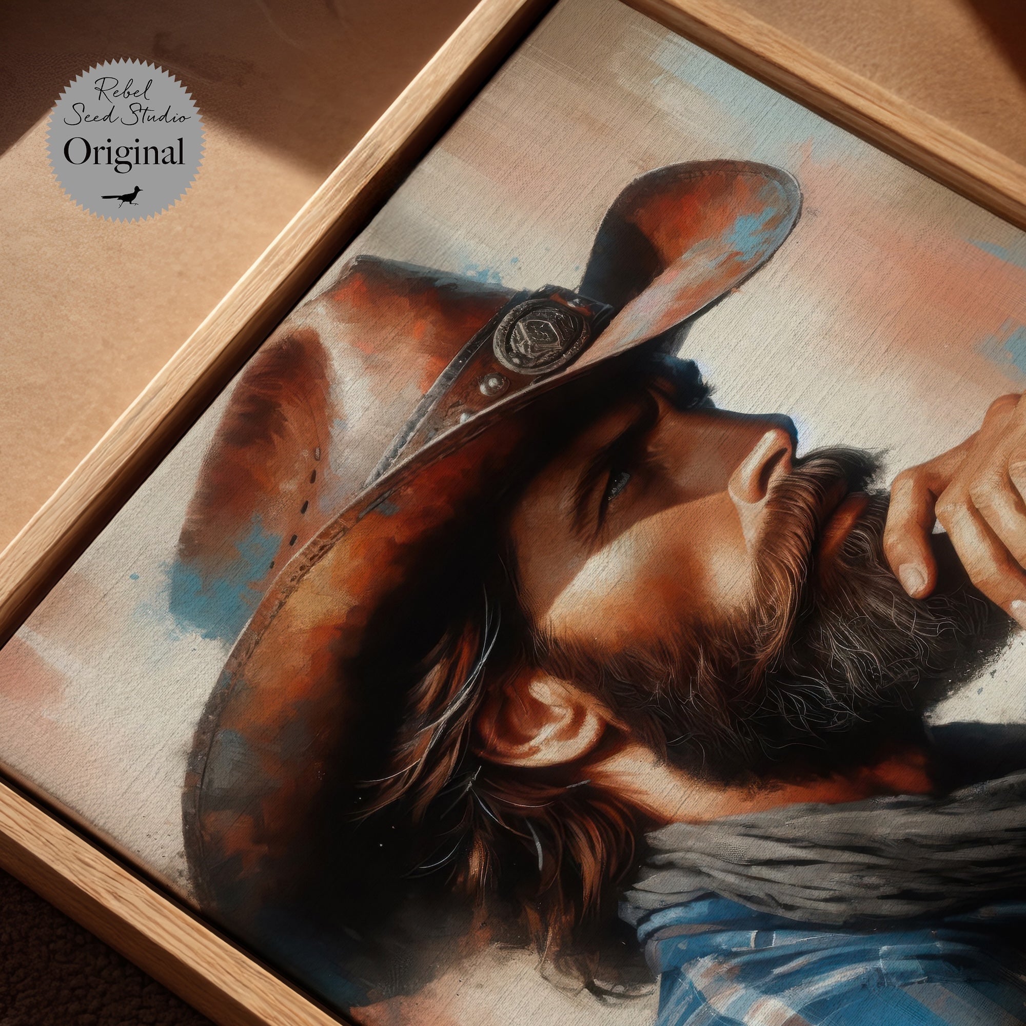 Western Range Cowboy: Modern Rustic Wall Decor (Ready-to-Hang Canvas or Ready-to-Frame Fine Art Poster Print)