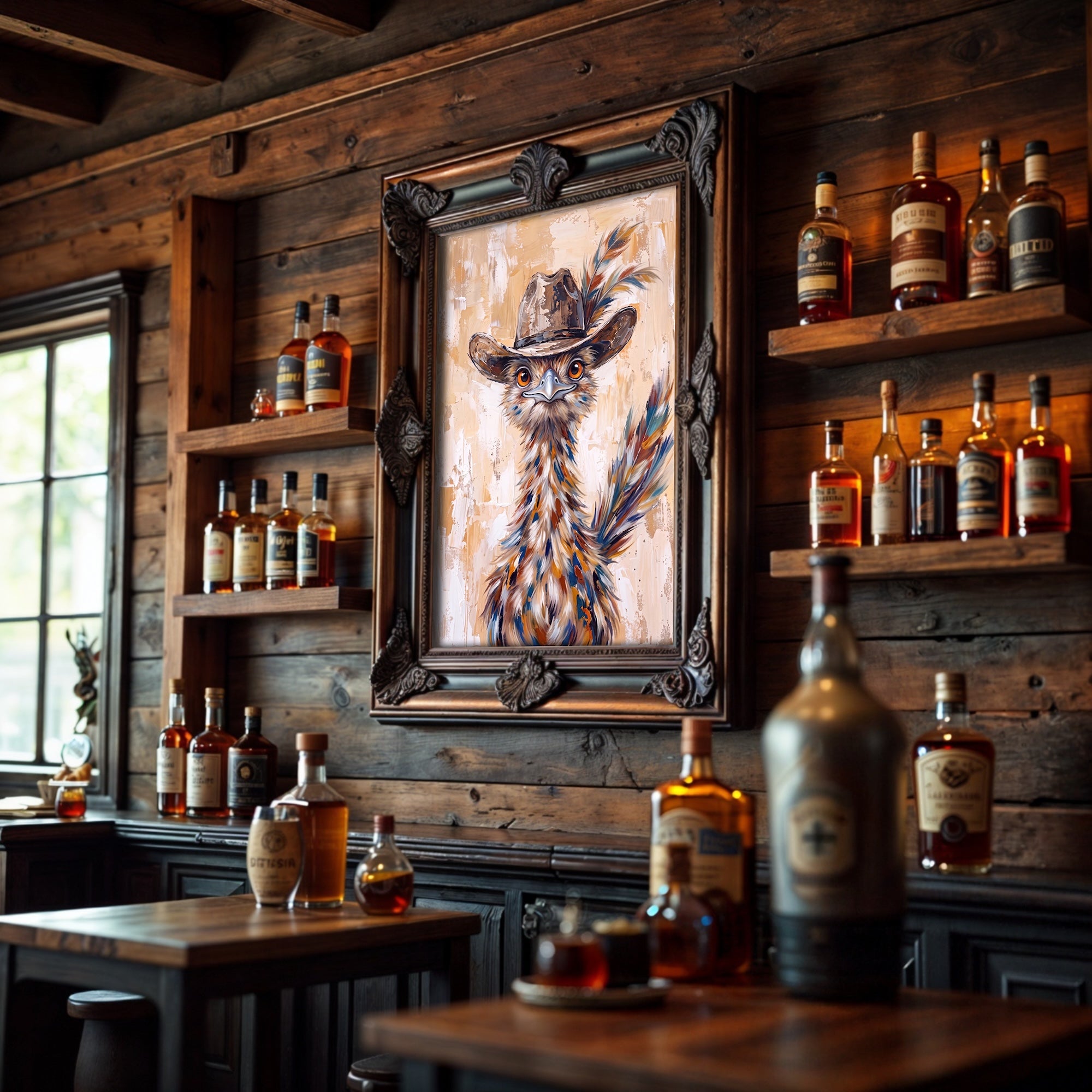 Whimsical Western Roadrunner in Cowboy Hat: Old West Desert Art Print