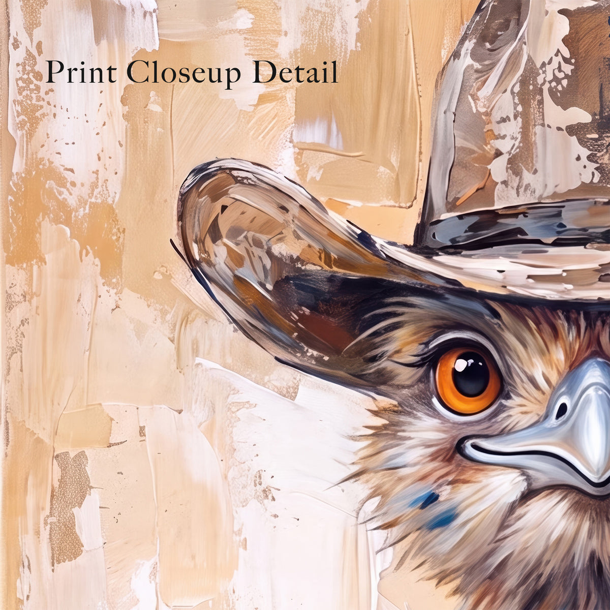 Whimsical Western Roadrunner in Cowboy Hat: Old West Desert Art Print