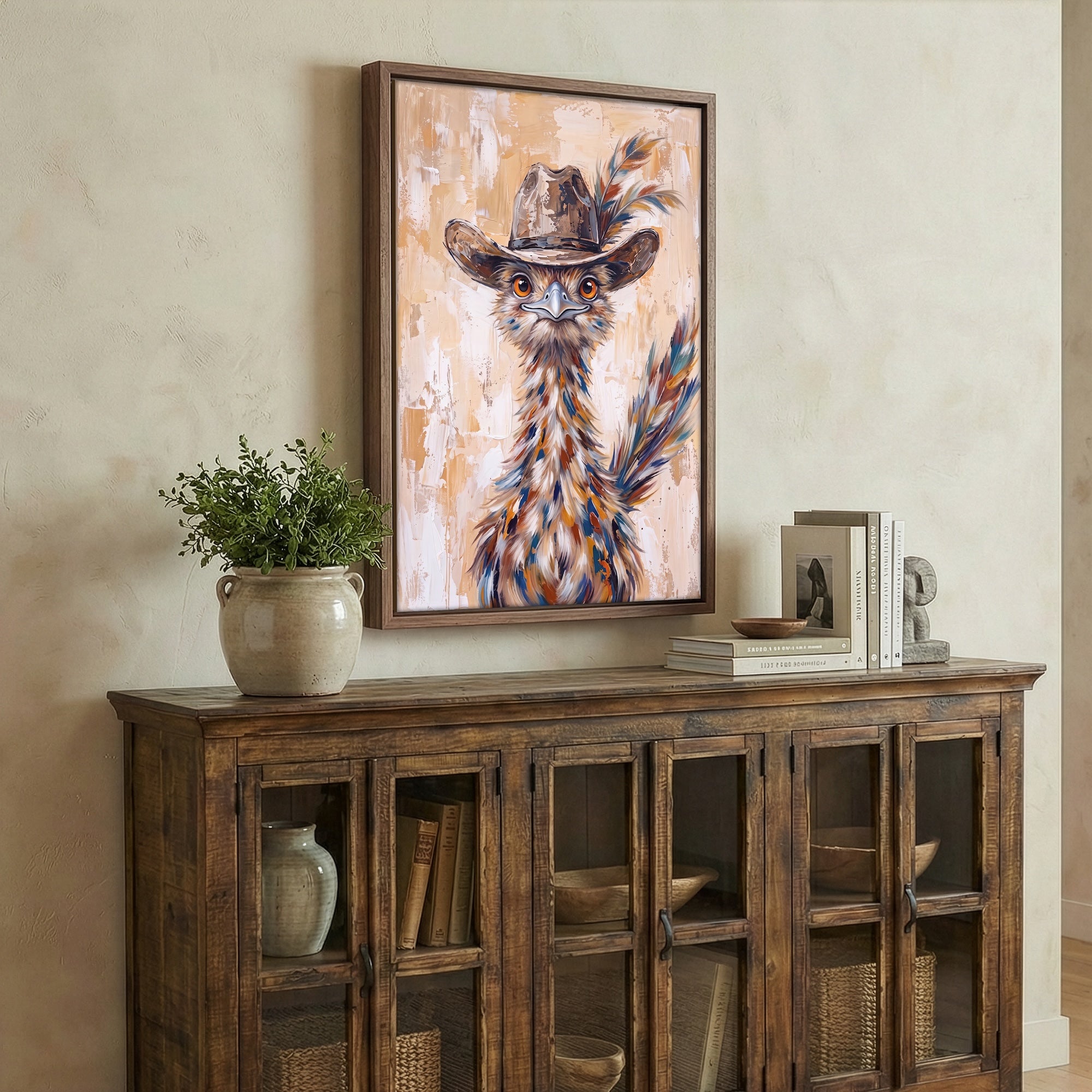 Whimsical Western Roadrunner in Cowboy Hat: Old West Desert Art Print