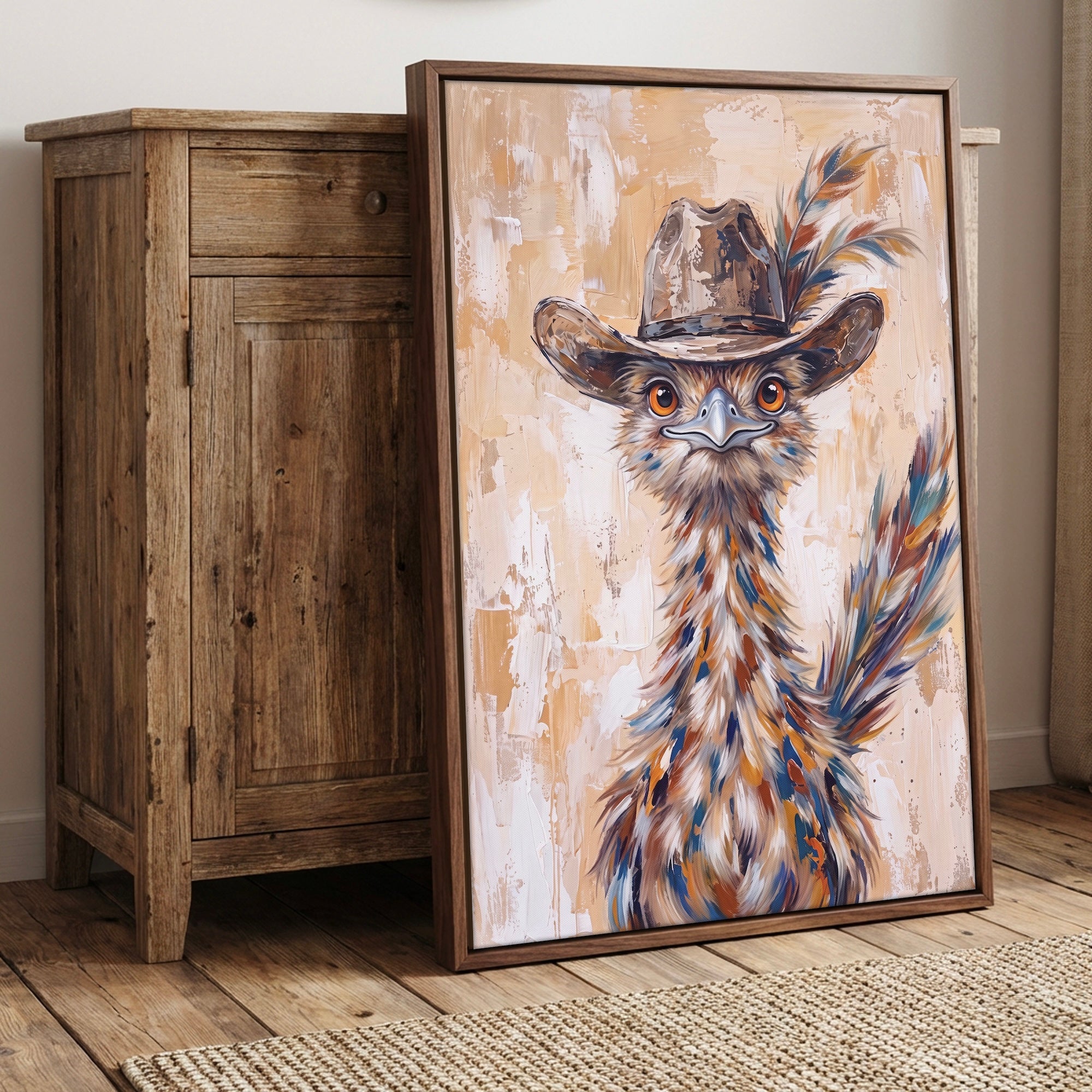 Whimsical Western Roadrunner in Cowboy Hat: Old West Desert Art Print