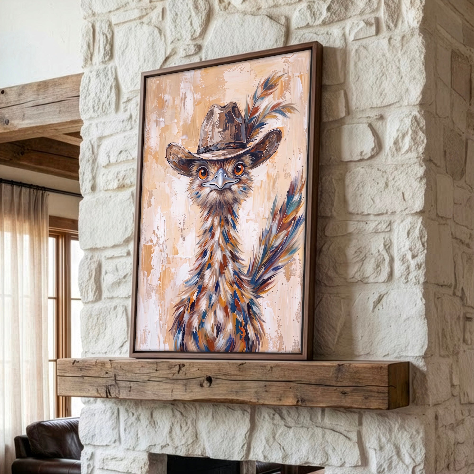 Whimsical Western Roadrunner in Cowboy Hat: Old West Desert Art Print