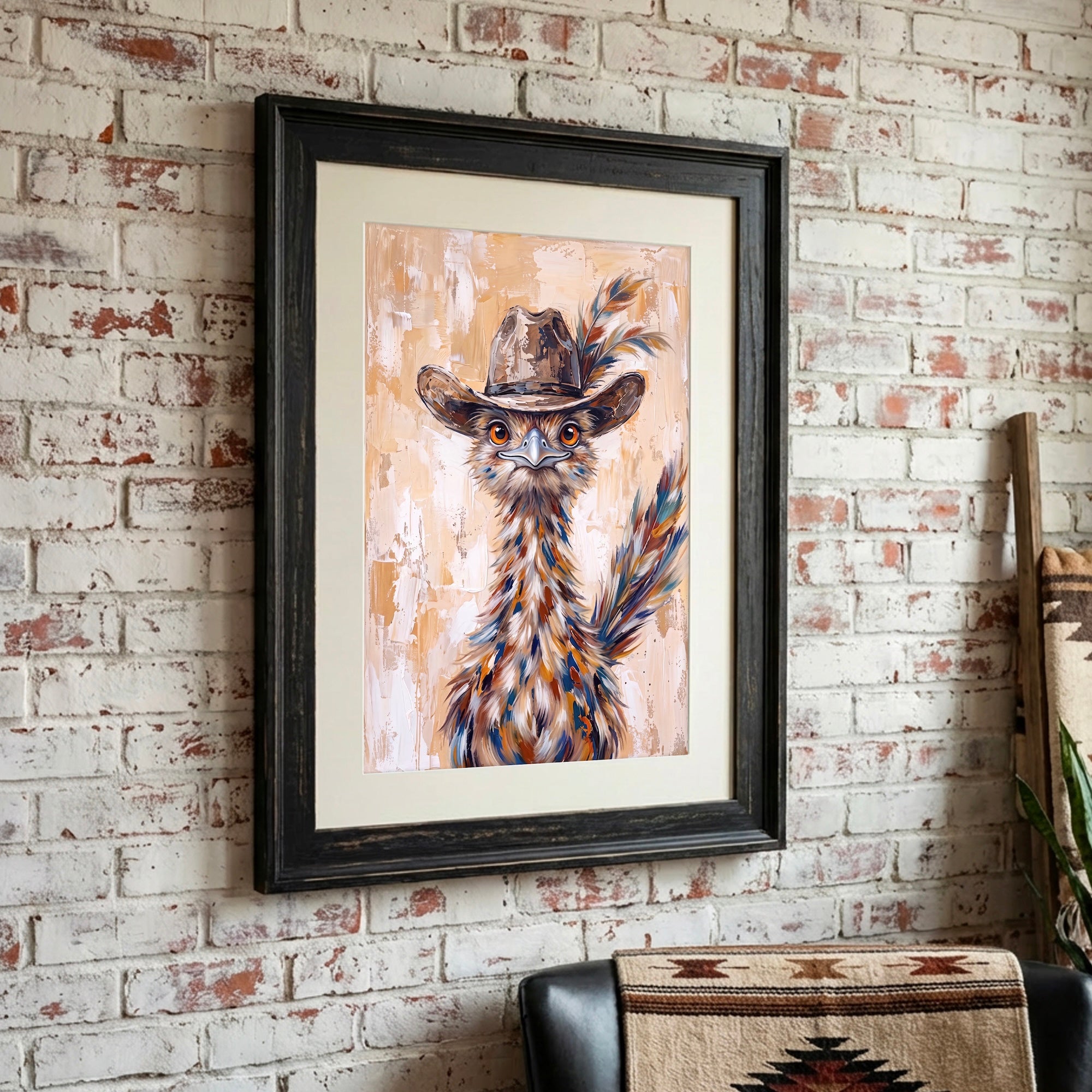 Whimsical Western Roadrunner in Cowboy Hat: Old West Desert Art Print