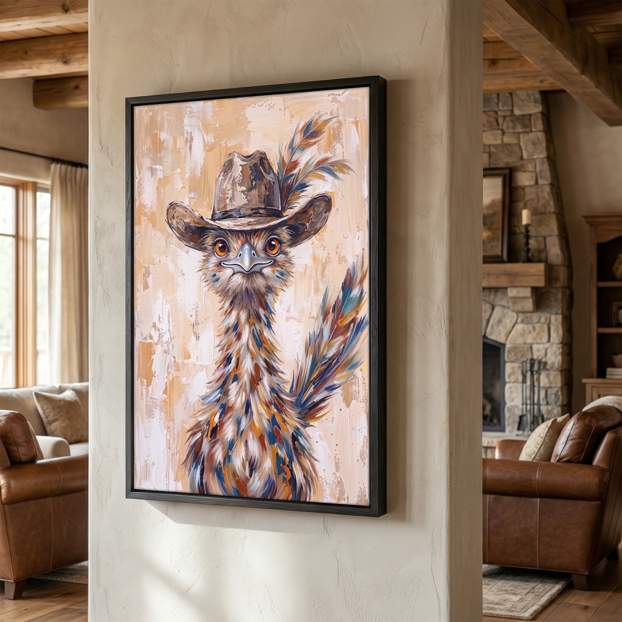 Whimsical Western Roadrunner in Cowboy Hat: Old West Desert Art Print