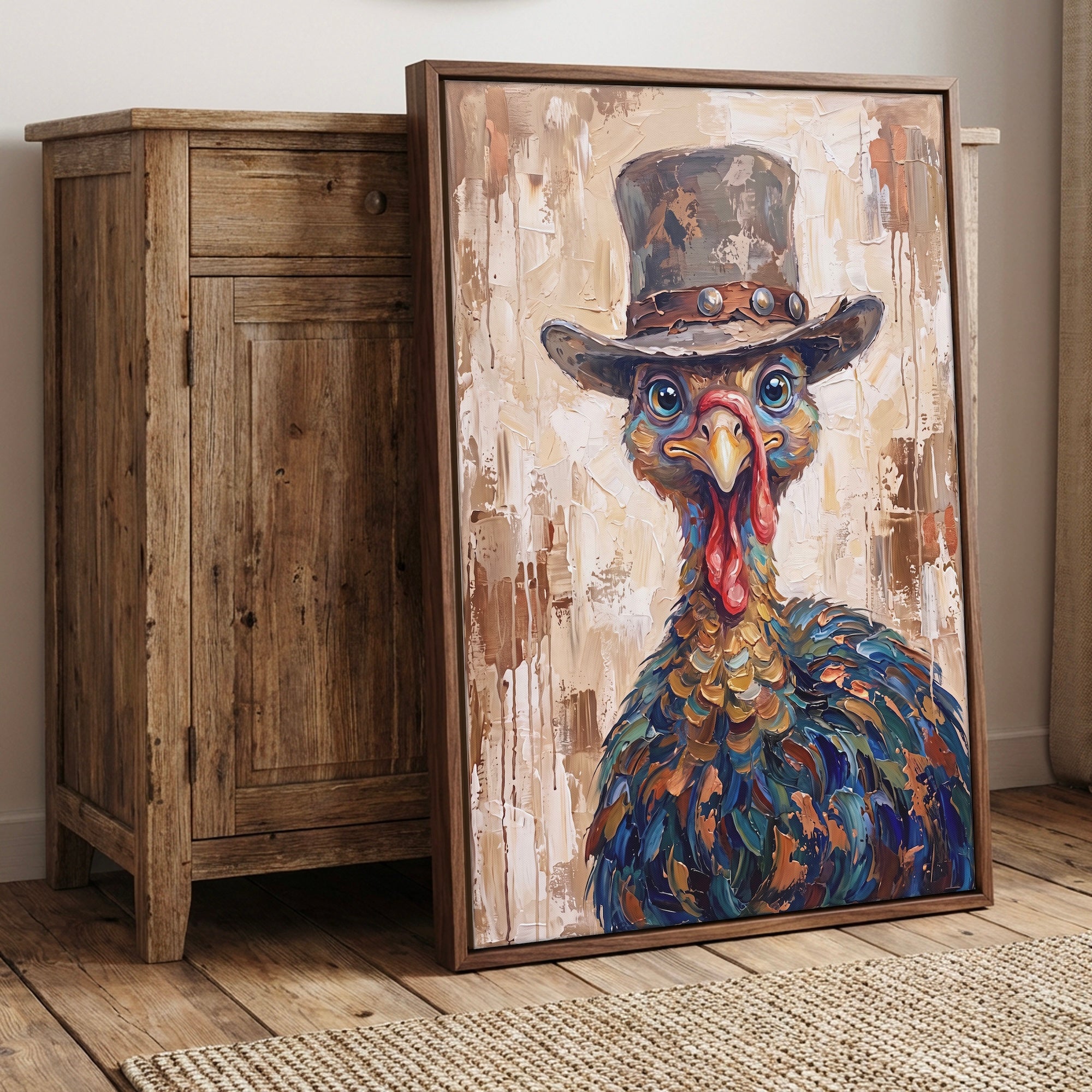 Whimsical Western Turkey: Colorful Autumn Thanksgiving Seasonal Wildlife Art Print
