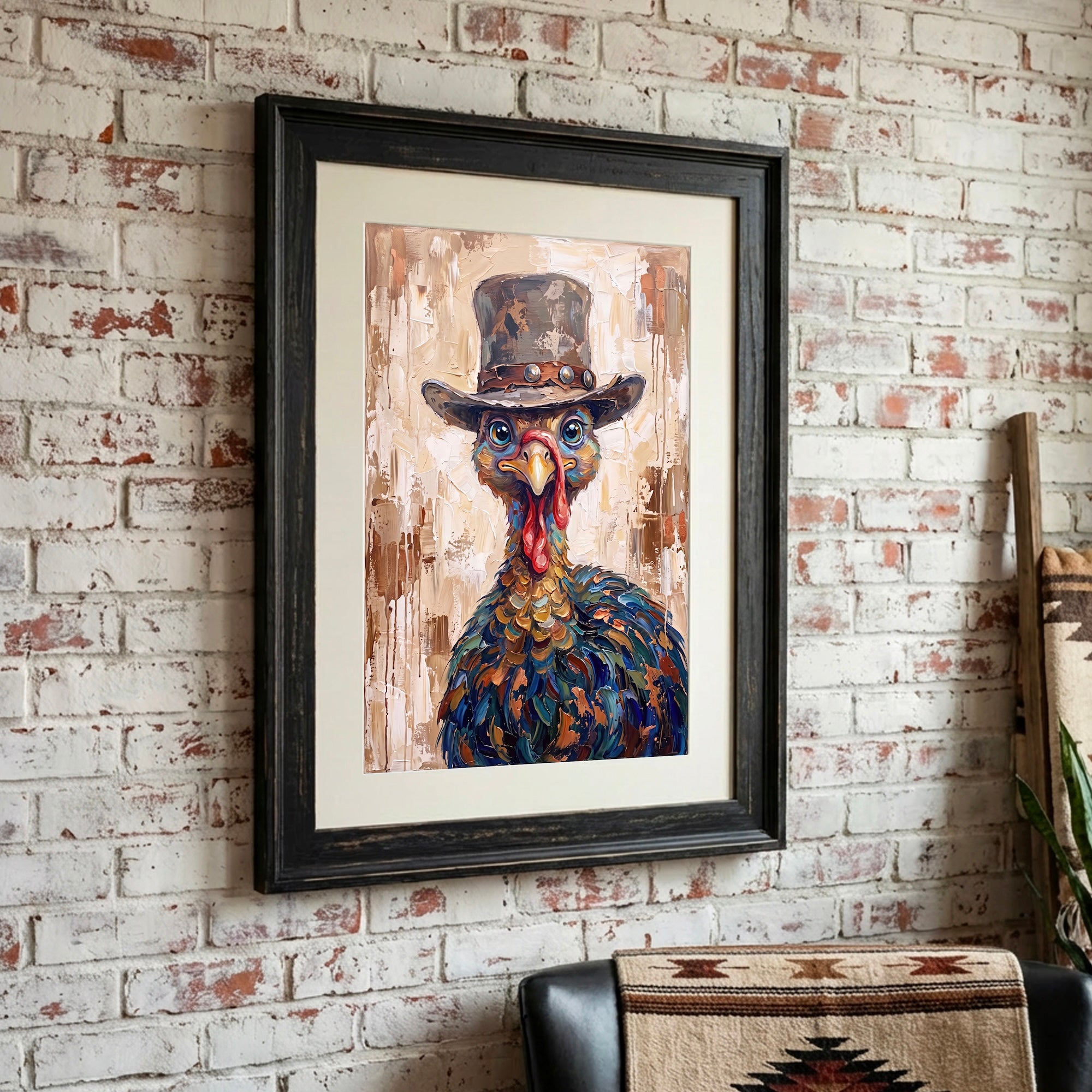 Whimsical Western Turkey: Colorful Autumn Thanksgiving Seasonal Wildlife Art Print