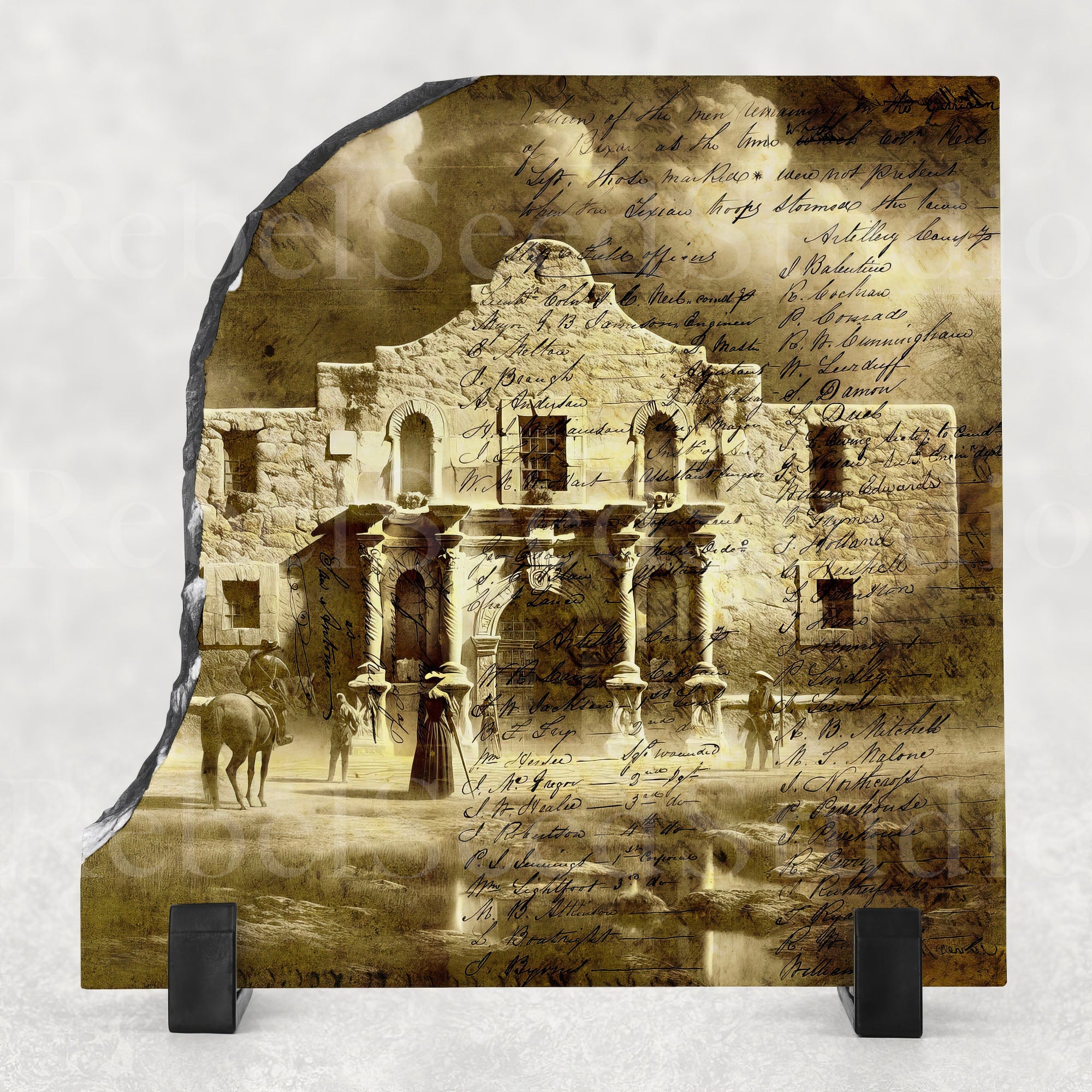 Alamo & Muster Roll - Tabletop Art (Slate/Stone Print)