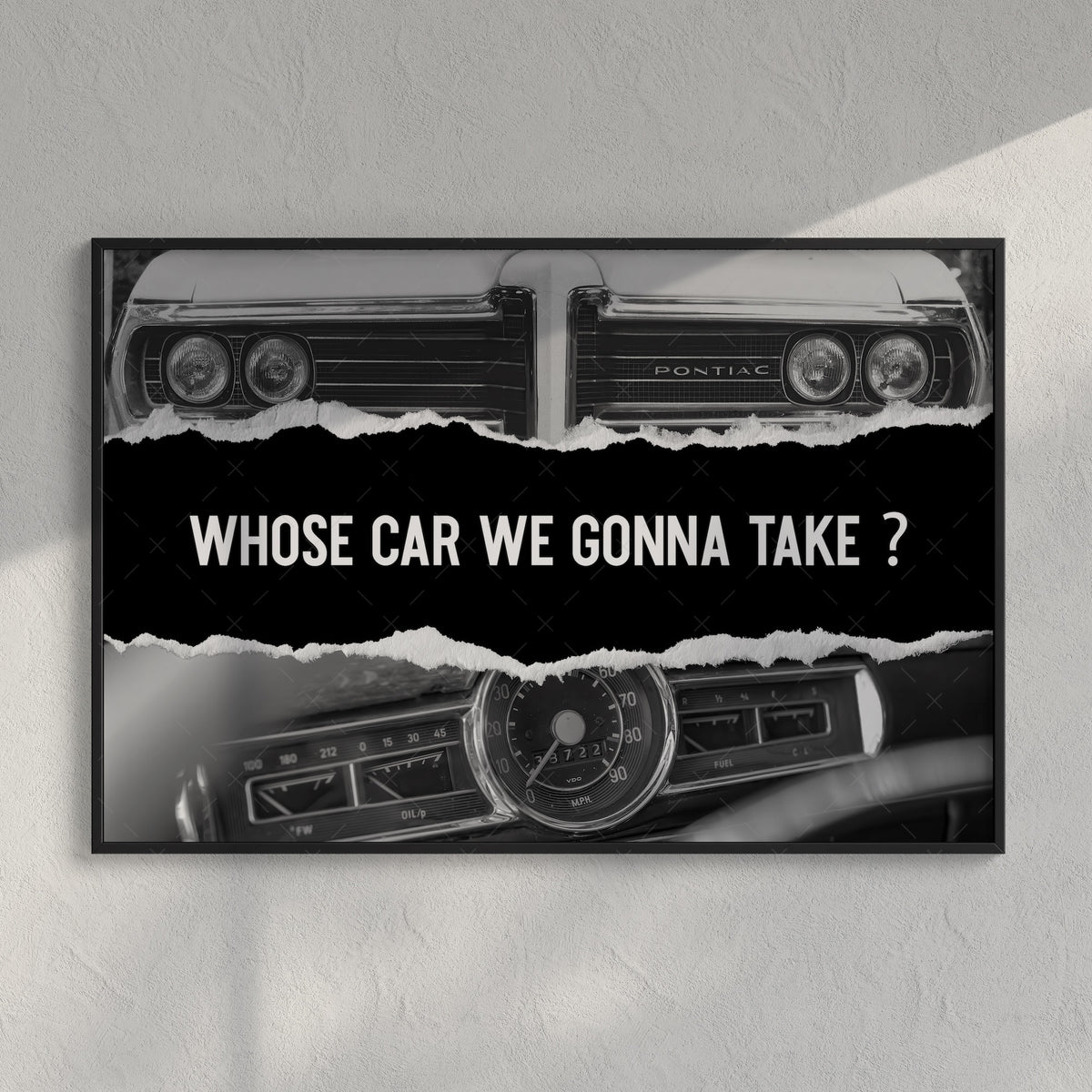 The Town Movie Quote: Whose Car We Gonna Take - Retro Black & White Photo Art Print