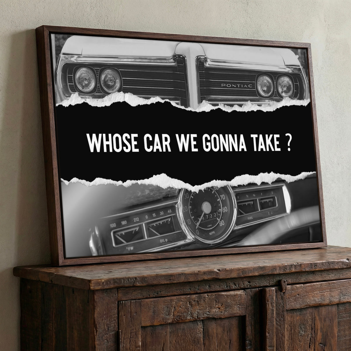 The Town Movie Quote: Whose Car We Gonna Take - Retro Black & White Photo Art Print