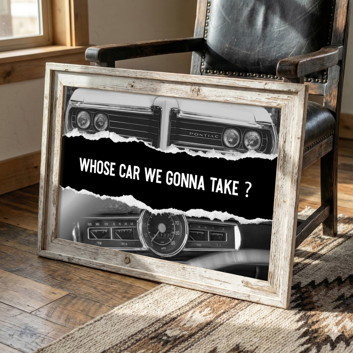 The Town Movie Quote: Whose Car We Gonna Take - Retro Black & White Photo Art Print
