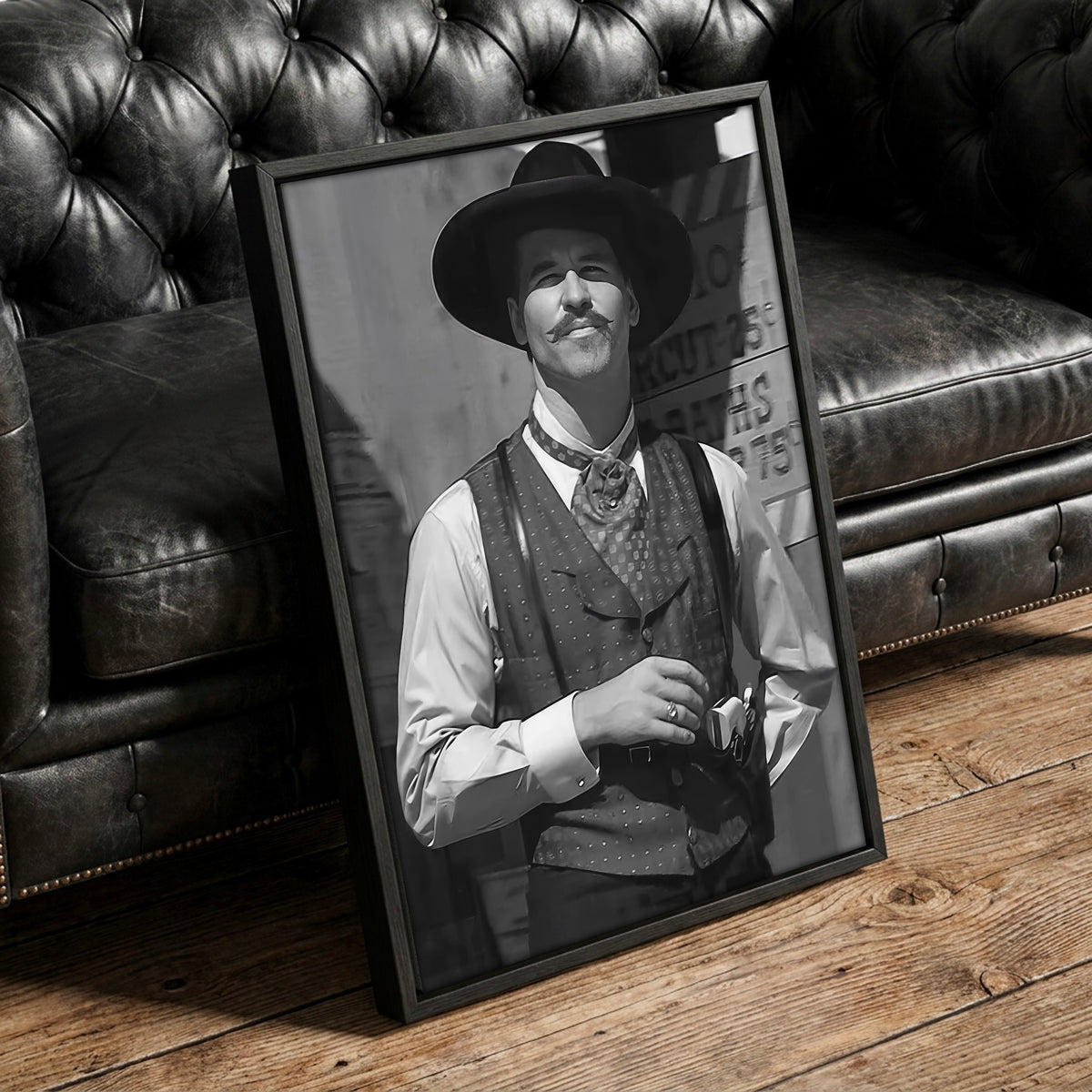 Val Kilmer as Doc Holliday in Tombstone Movie: Black & White Photo Art Print