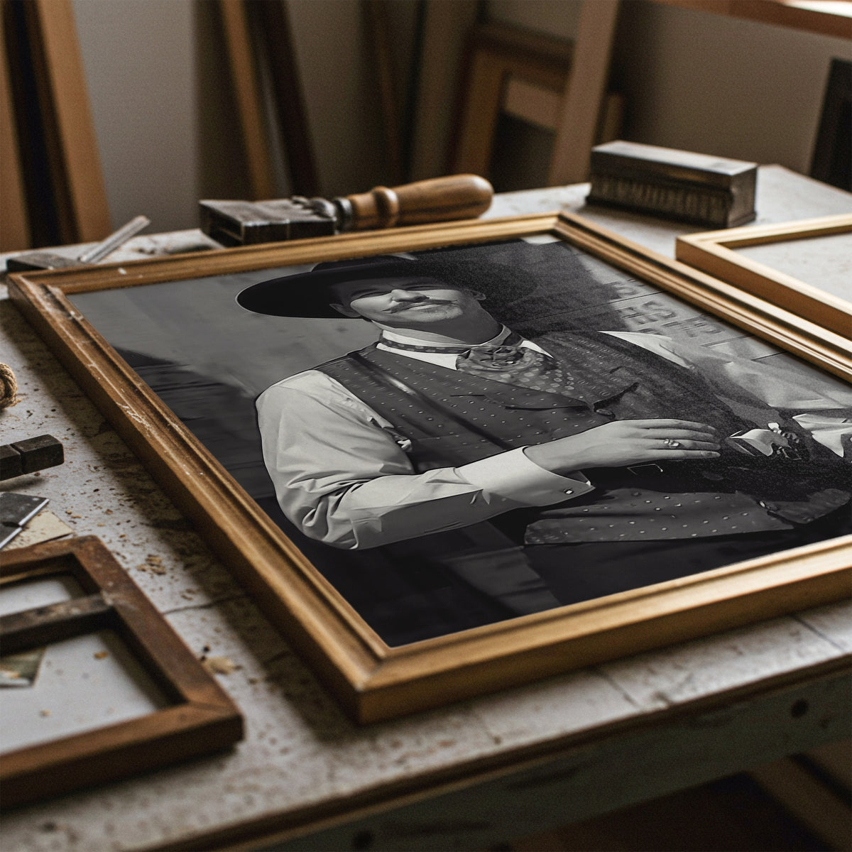 Val Kilmer as Doc Holliday in Tombstone Movie: Black & White Photo Art Print