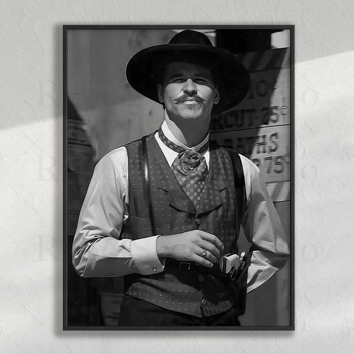 Val Kilmer as Doc Holliday in Tombstone Movie: Black & White Photo Art Print
