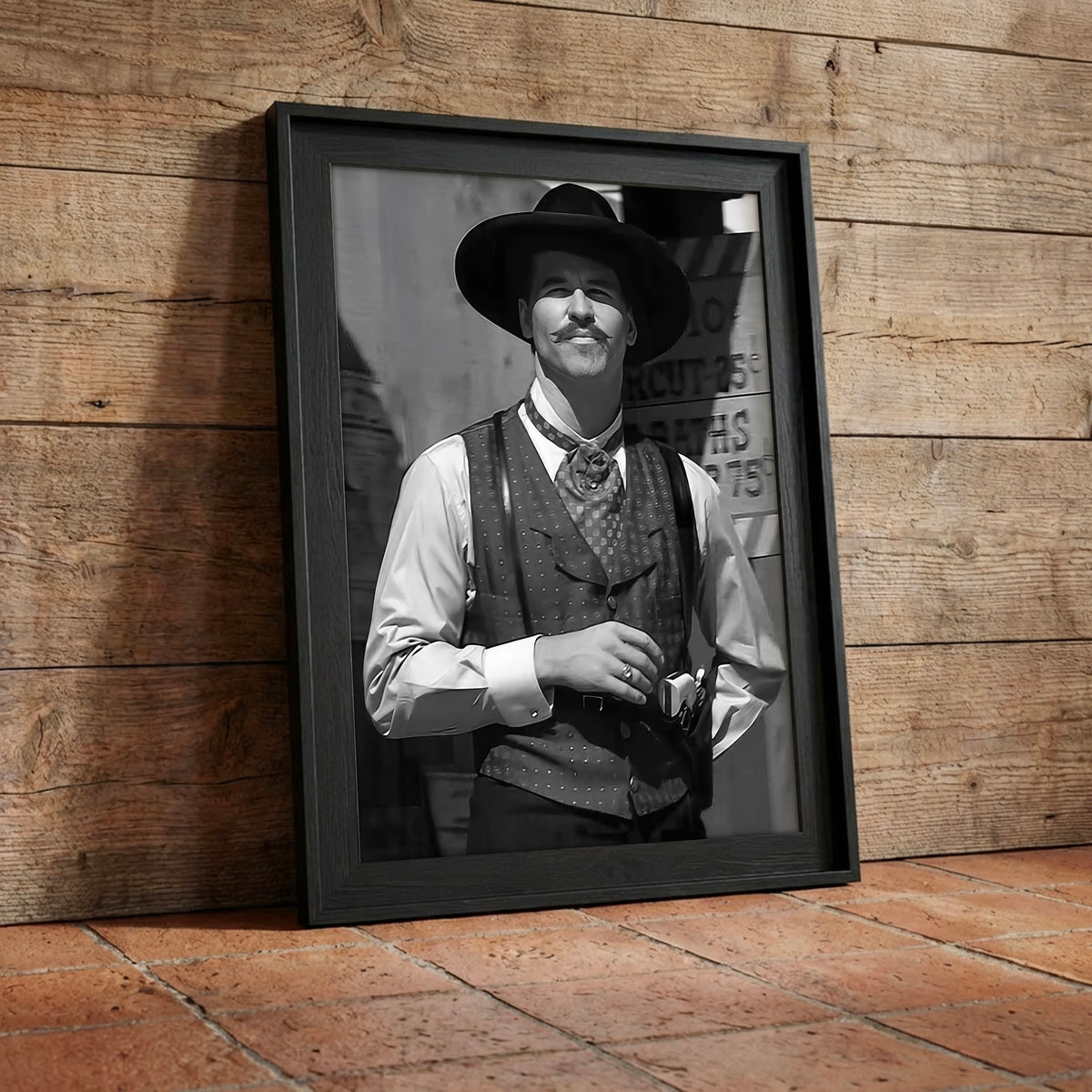 Val Kilmer as Doc Holliday in Tombstone Movie: Black & White Photo Art Print