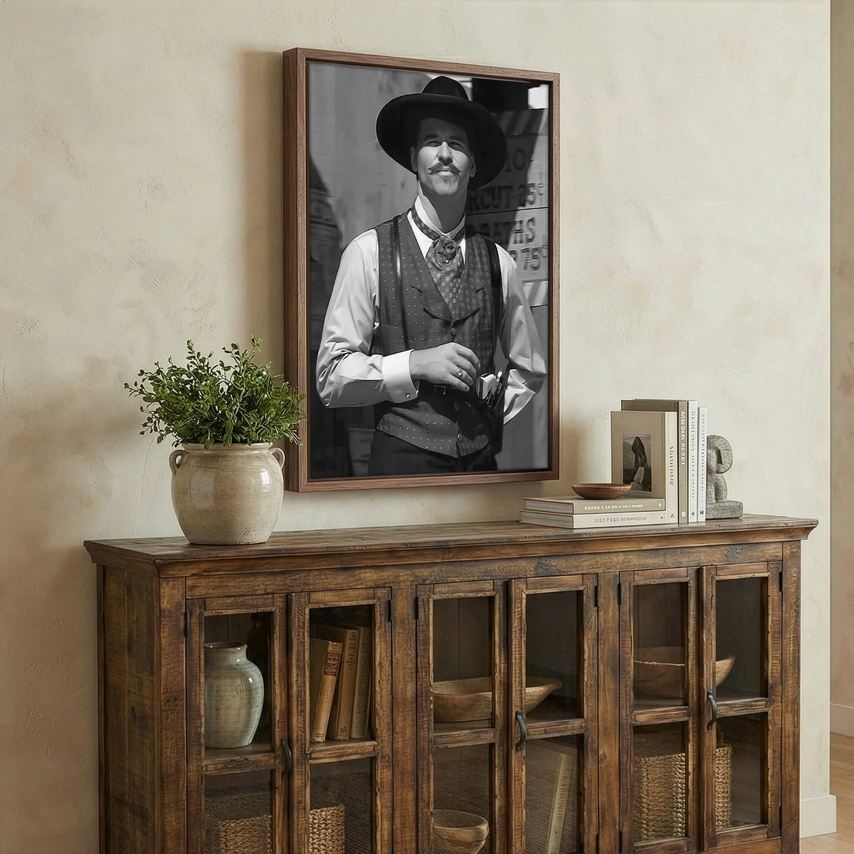 Val Kilmer as Doc Holliday in Tombstone Movie: Black & White Photo Art Print