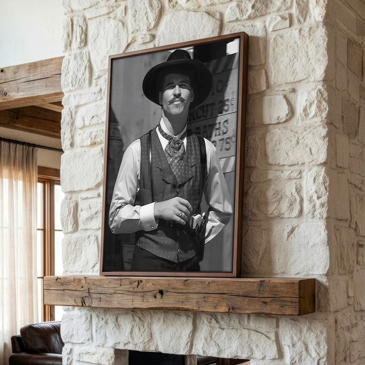 Val Kilmer as Doc Holliday in Tombstone Movie: Black & White Photo Art Print